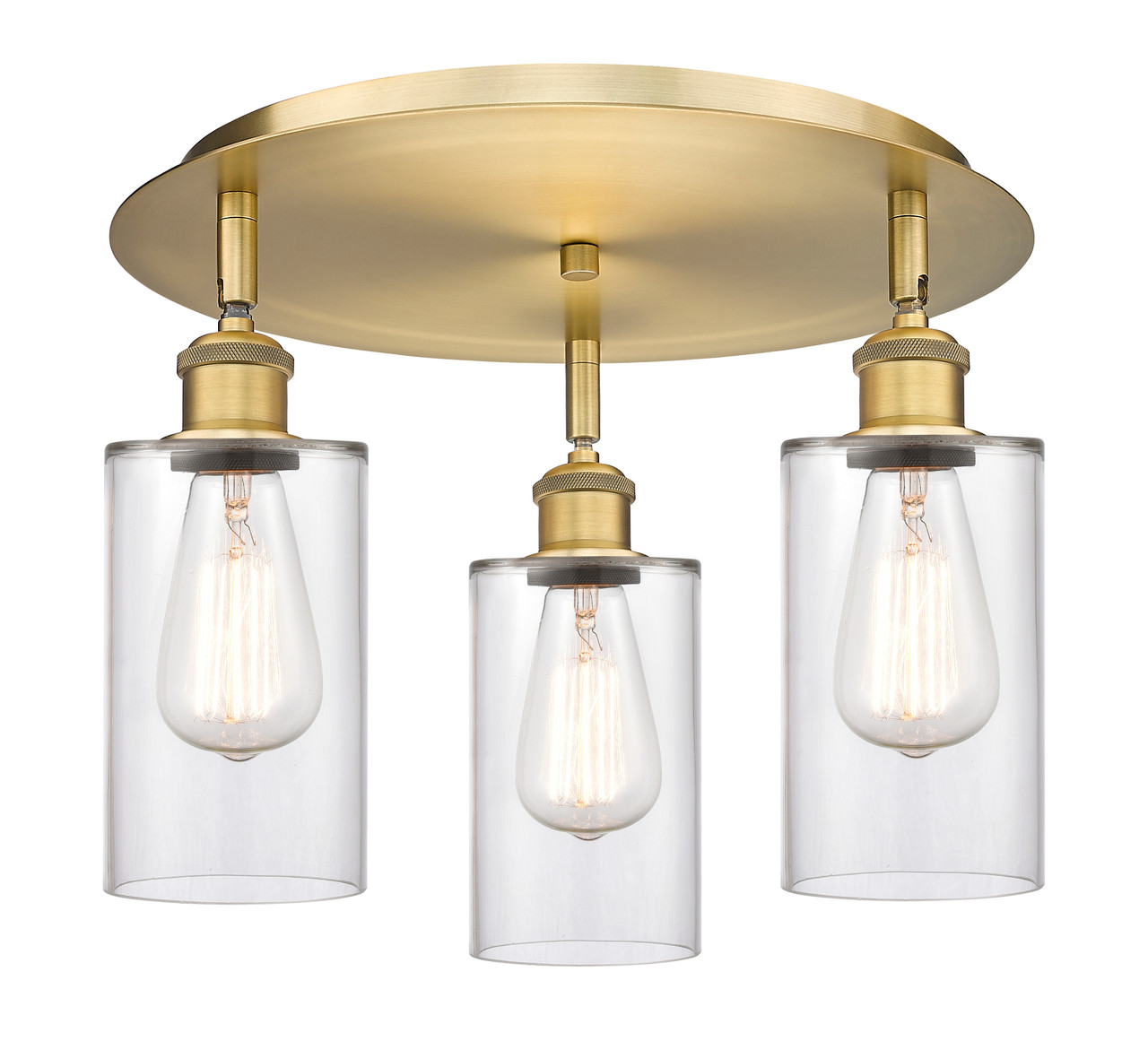 INNOVATIONS 516-3C-BB-G802 Clymer 3 15.625 inch Flush Mount Brushed Brass