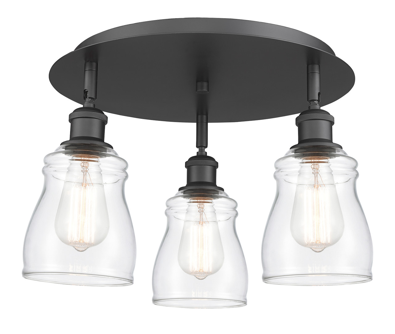 INNOVATIONS 516-3C-BK-G392 Ellery 3 16.5 inch Flush Mount Matte Black