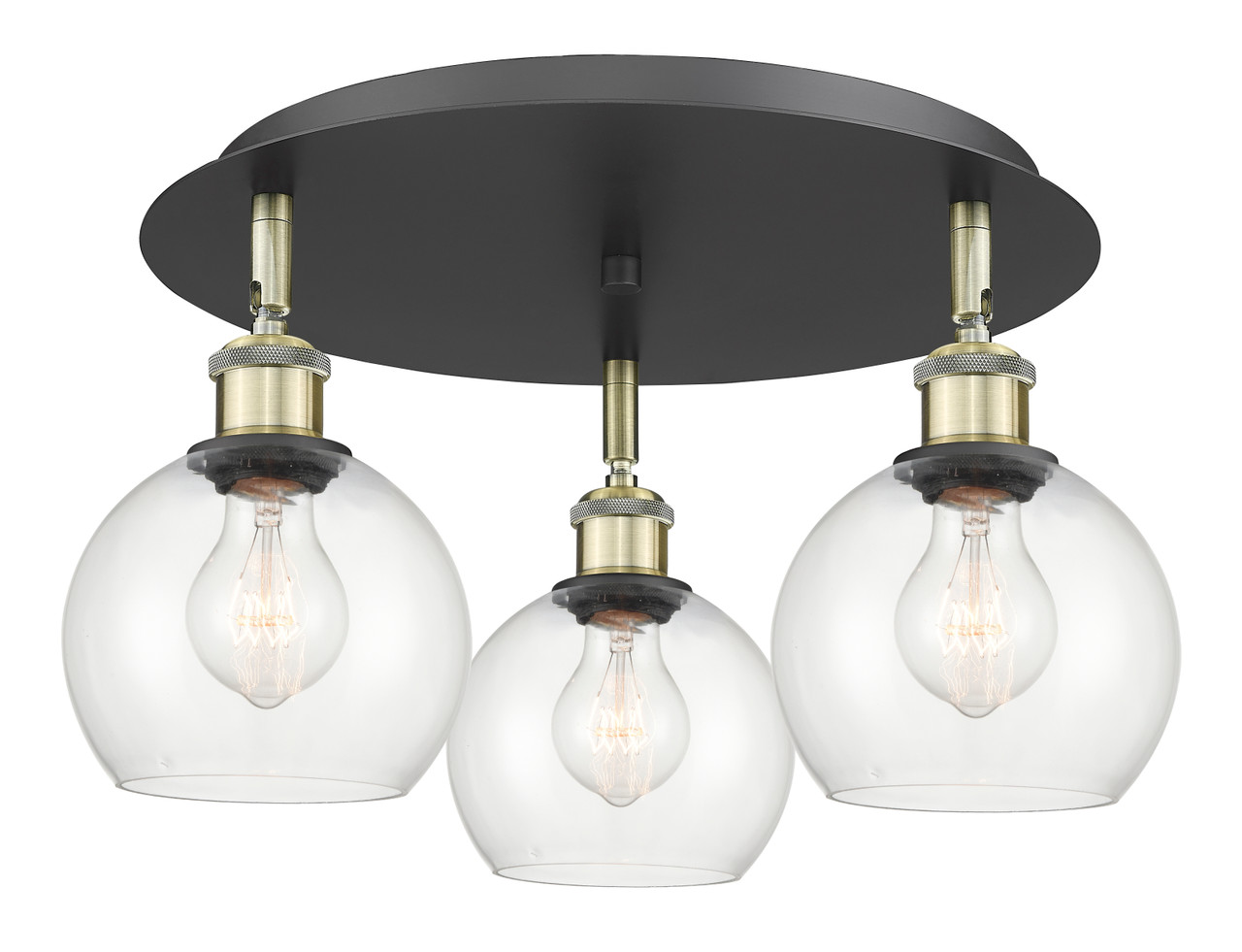 INNOVATIONS 516-3C-BAB-G122-6 Athens 3 17.75 inch Flush Mount Black Antique Brass