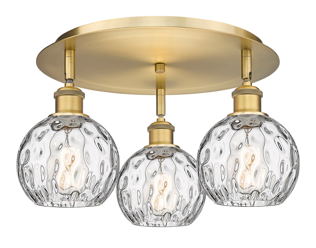 INNOVATIONS 516-3C-BB-G1215-6 Athens Water Glass 3 17.625 inch Flush Mount Brushed Brass