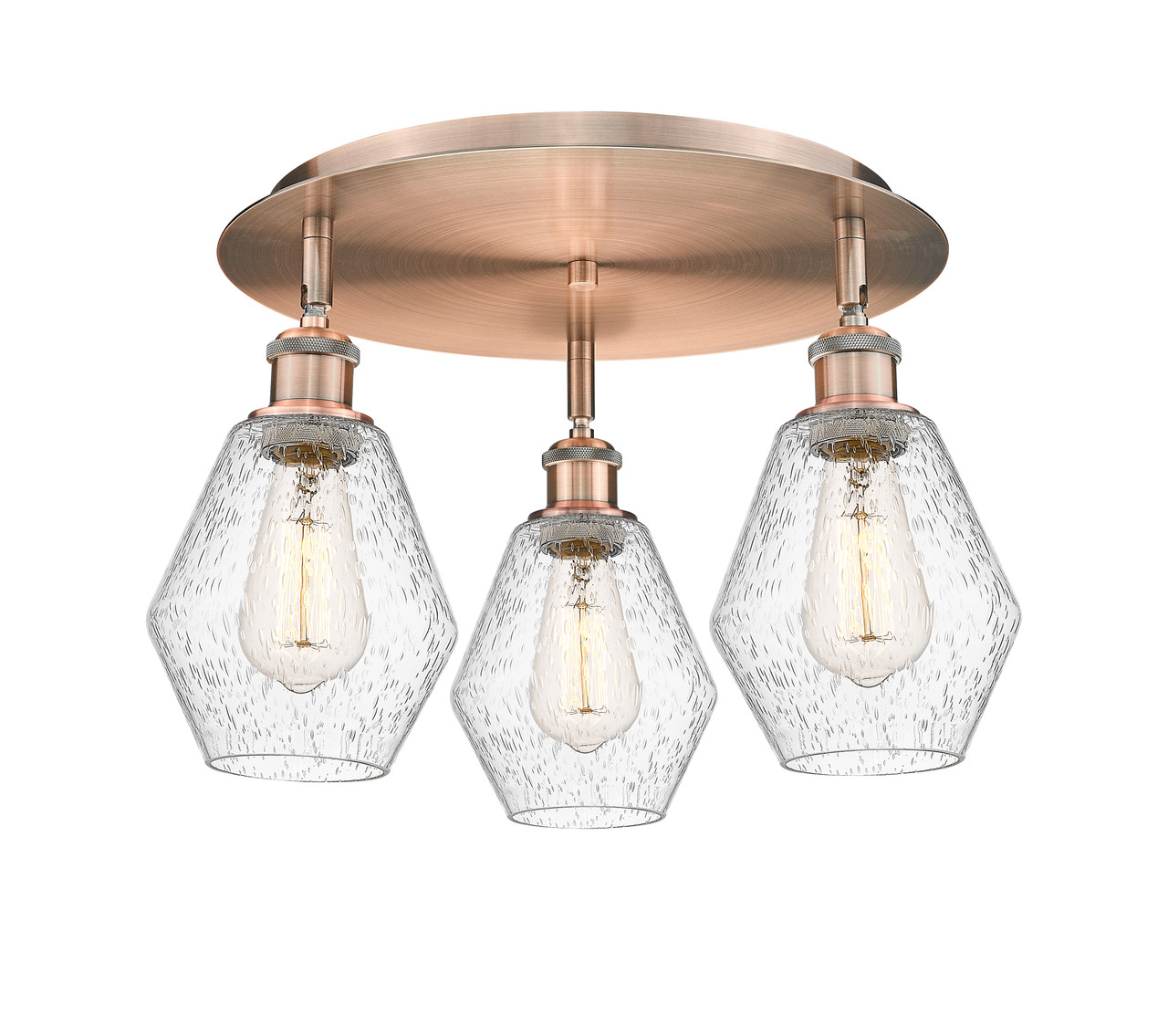 INNOVATIONS 516-3C-AC-G654-6 Cindyrella 3 17.75 inch Flush Mount Antique Copper