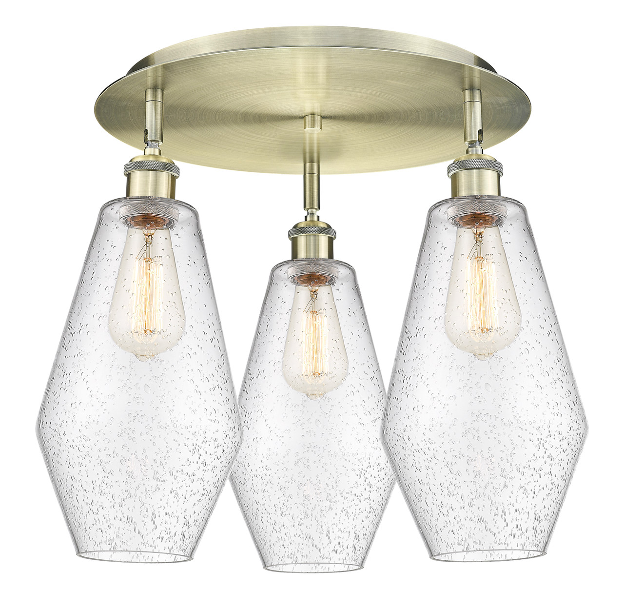 INNOVATIONS 516-3C-AB-G654-7 Cindyrella 3 18.75 inch Flush Mount Antique Brass