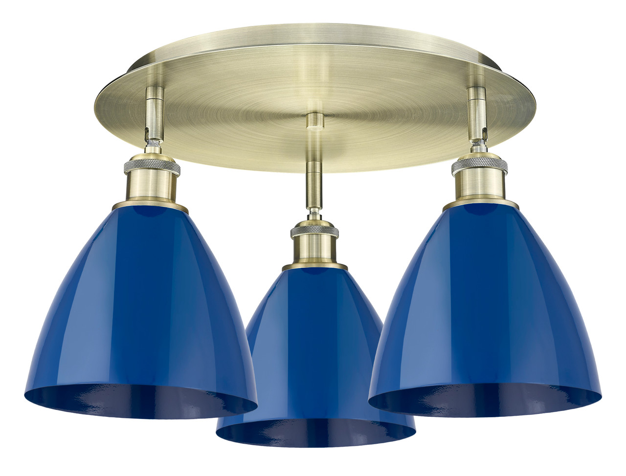INNOVATIONS 516-3C-AB-MBD-75-BL Ballston Dome 3 19.25 inch Flush Mount Antique Brass
