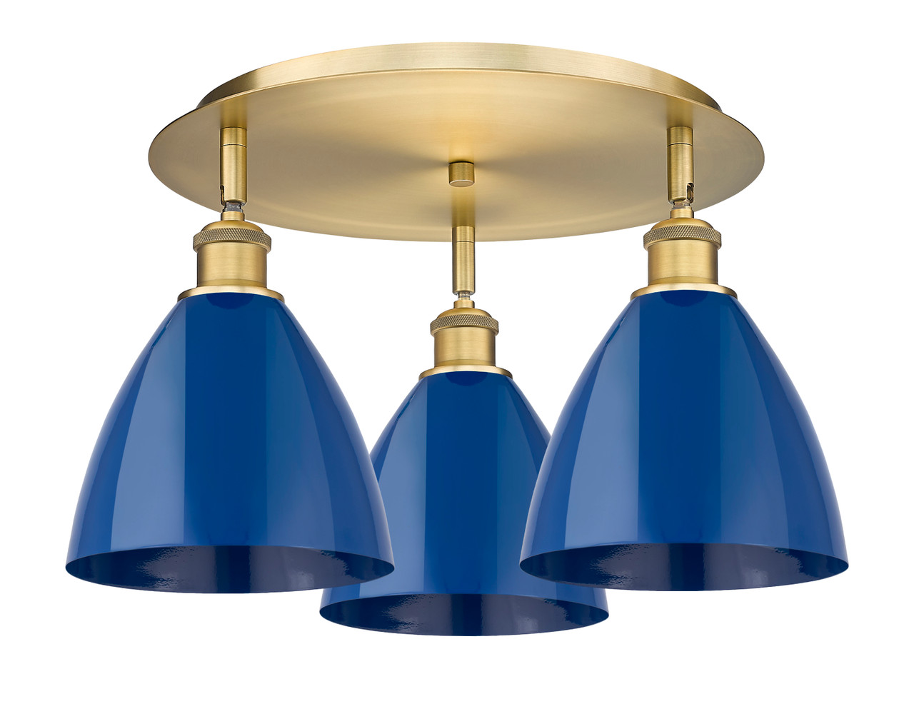 INNOVATIONS 516-3C-BB-MBD-75-BL Ballston Dome 3 19.25 inch Flush Mount Brushed Brass
