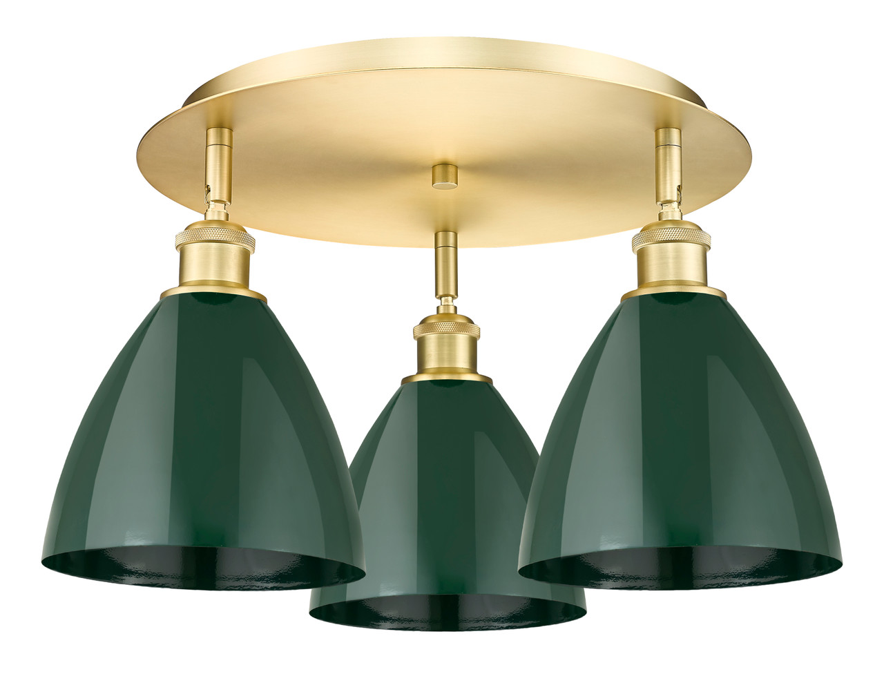 INNOVATIONS 516-3C-SG-MBD-75-GR Ballston Dome 3 19.25 inch Flush Mount Satin Gold