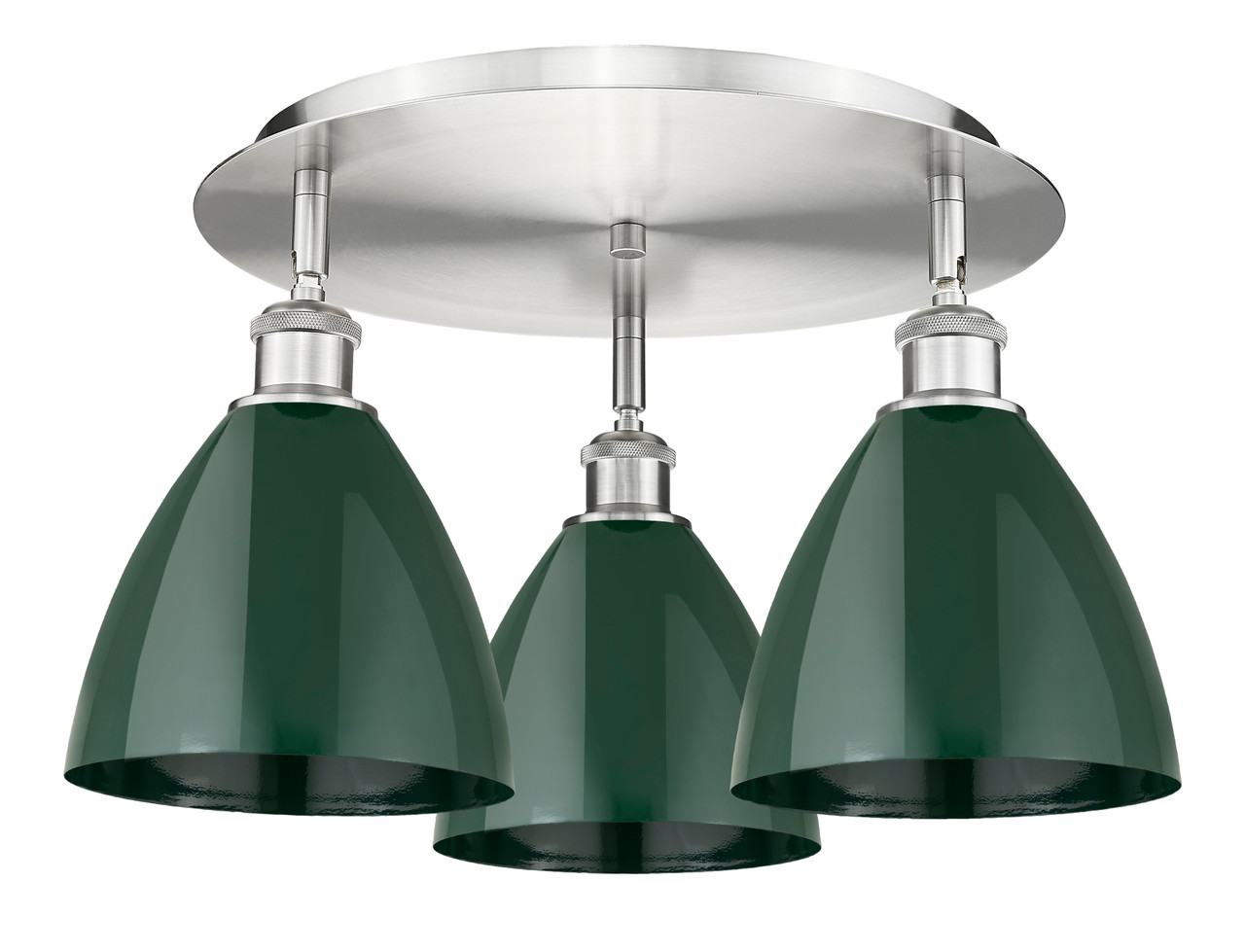 INNOVATIONS 516-3C-SN-MBD-75-GR Ballston Dome 3 19.25 inch Flush Mount Satin Nickel