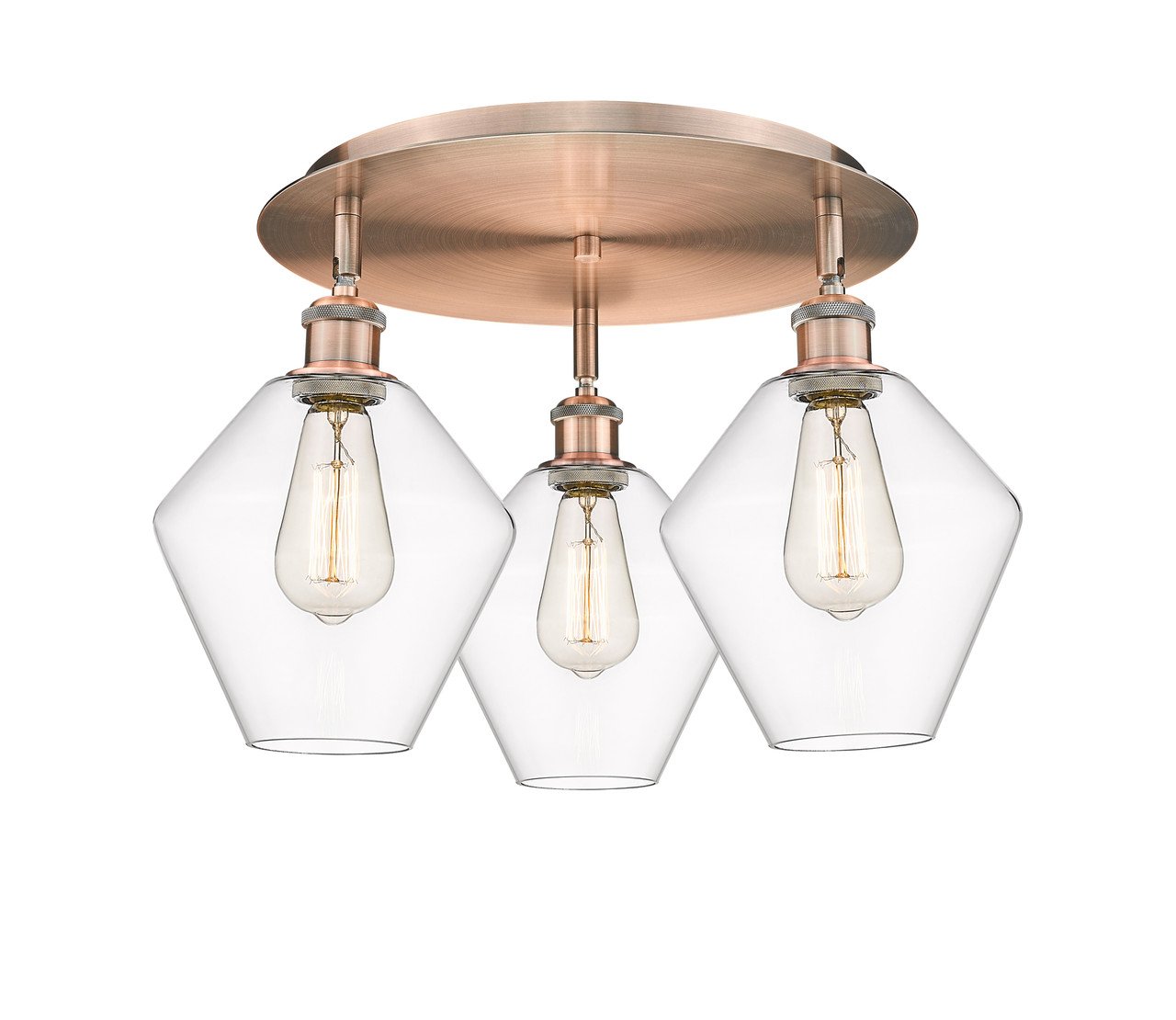 INNOVATIONS 516-3C-AC-G652-8 Cindyrella 3 19.75 inch Flush Mount Antique Copper