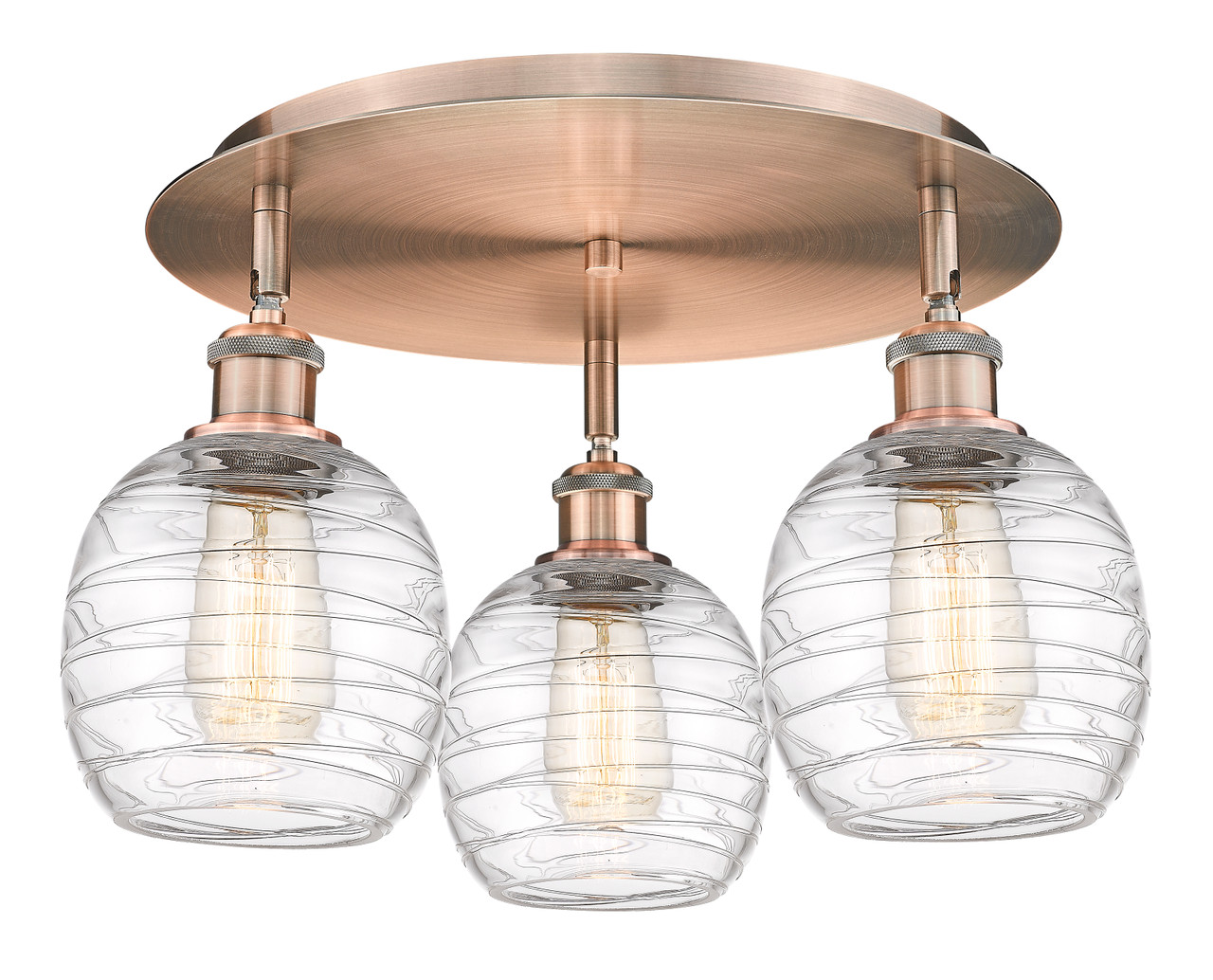 INNOVATIONS 516-3C-AC-G1013 Belfast 3 17.75 inch Flush Mount Antique Copper