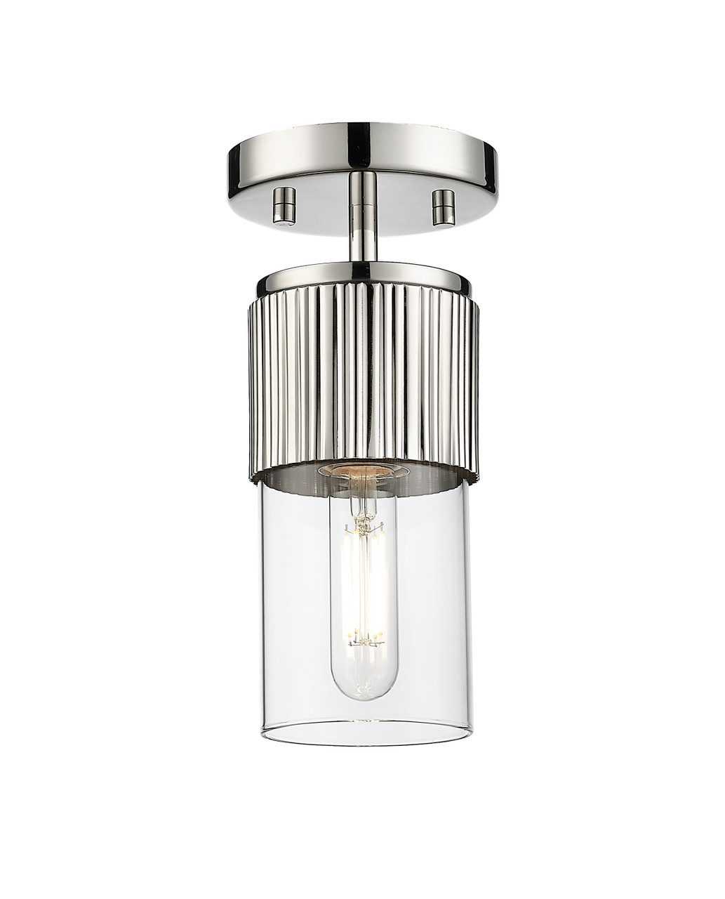 INNOVATIONS 428-1F-PN-G428-7CL Bolivar 1 5 inch Flush Mount Polished Nickel