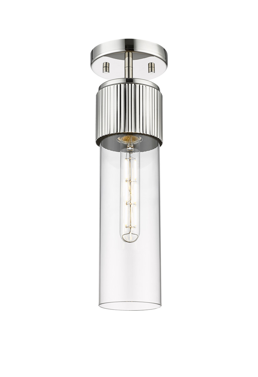 INNOVATIONS 428-1F-PN-G428-12CL Bolivar 1 5 inch Flush Mount Polished Nickel