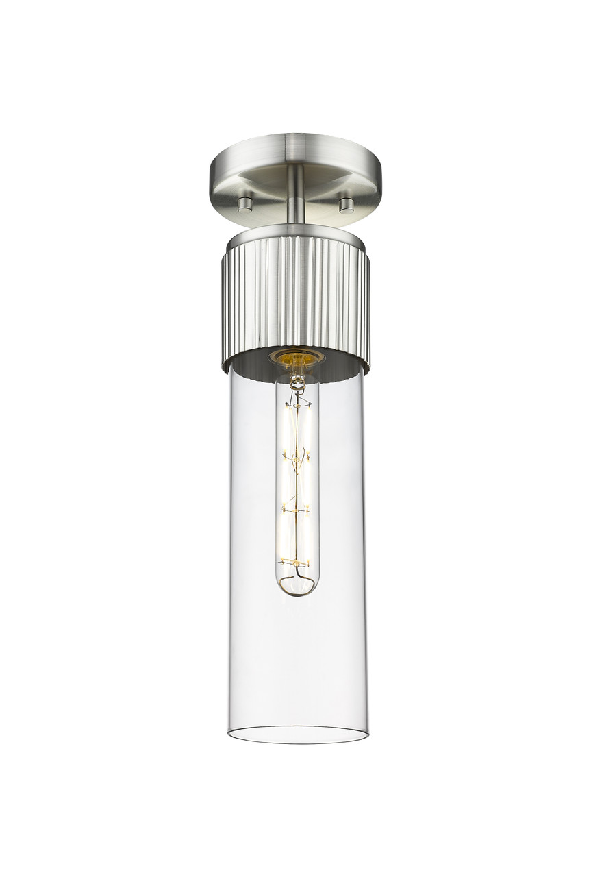 INNOVATIONS 428-1F-SN-G428-12CL Bolivar 1 5 inch Flush Mount Satin Nickel