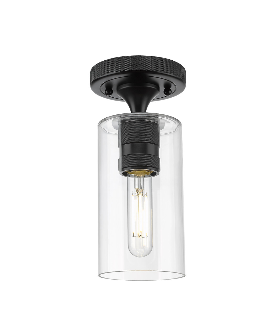 INNOVATIONS 434-1F-BK-G434-7CL Crown Point 1 4.5 inch Flush Mount Matte Black