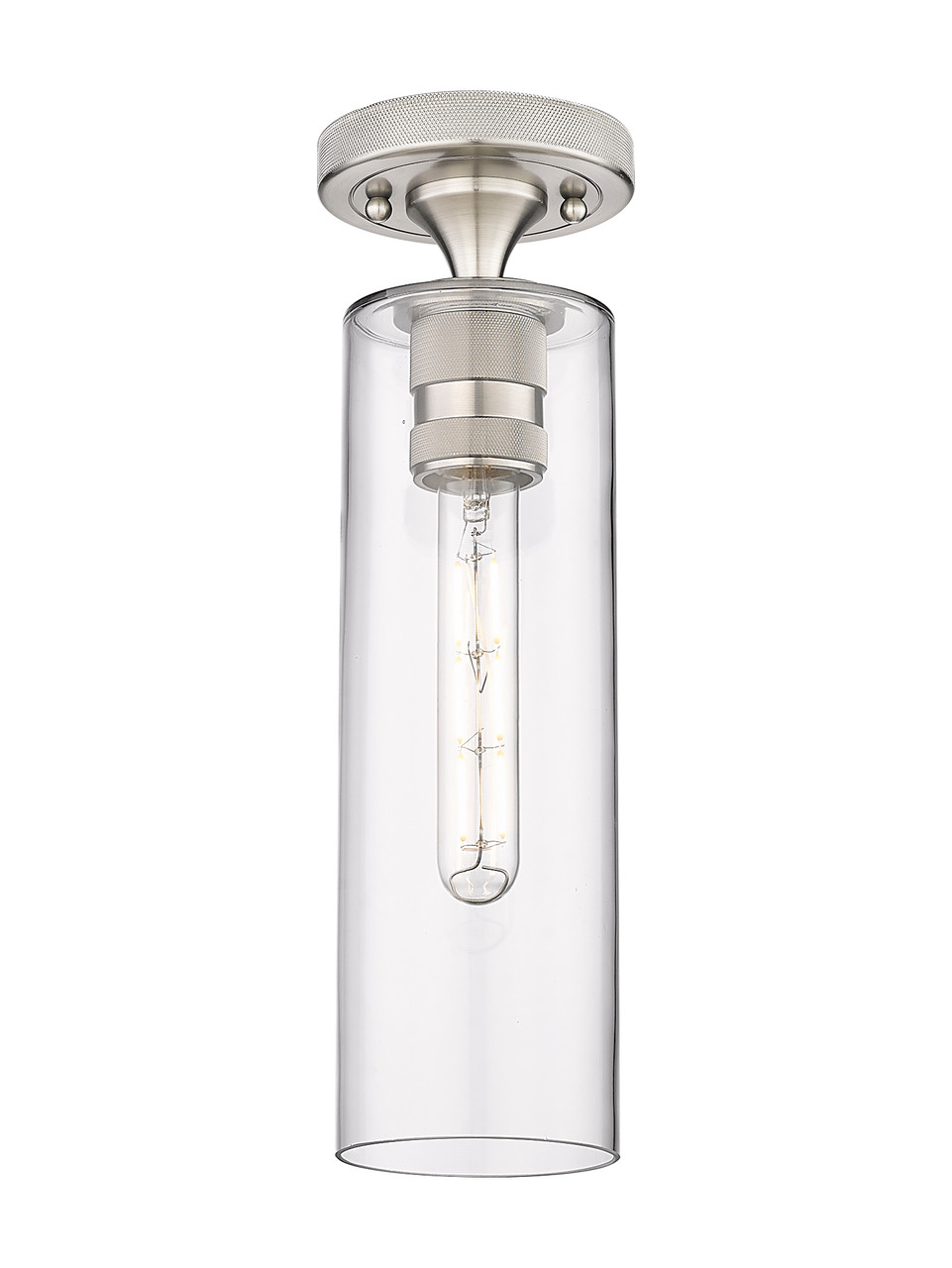 INNOVATIONS 434-1F-SN-G434-12CL Crown Point 1 4.5 inch Flush Mount Satin Nickel