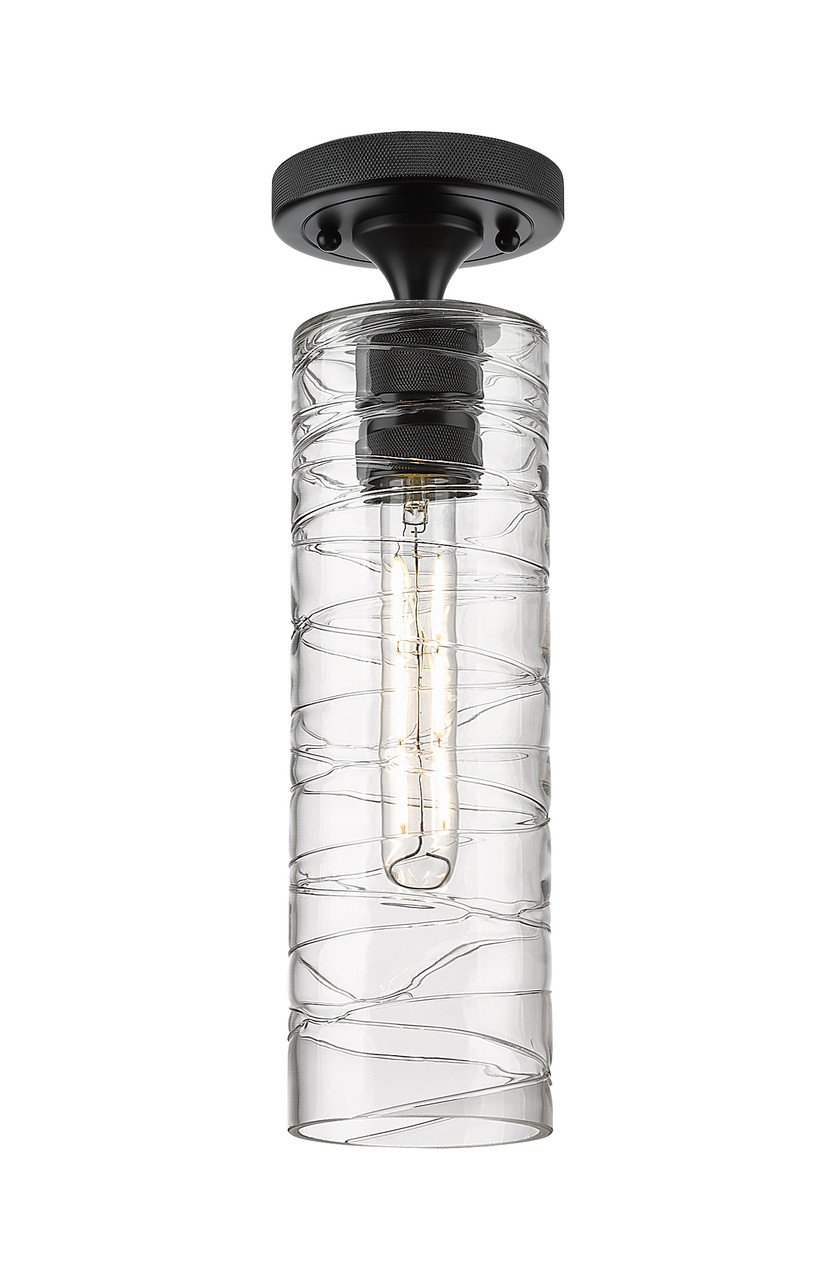 INNOVATIONS 434-1F-BK-G434-12DE Crown Point 1 4.5 inch Flush Mount Matte Black