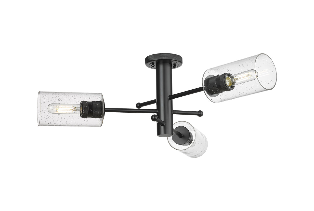 INNOVATIONS 434-3F-BK-G434-7SDY Crown Point 3 34 inch Flush Mount Matte Black