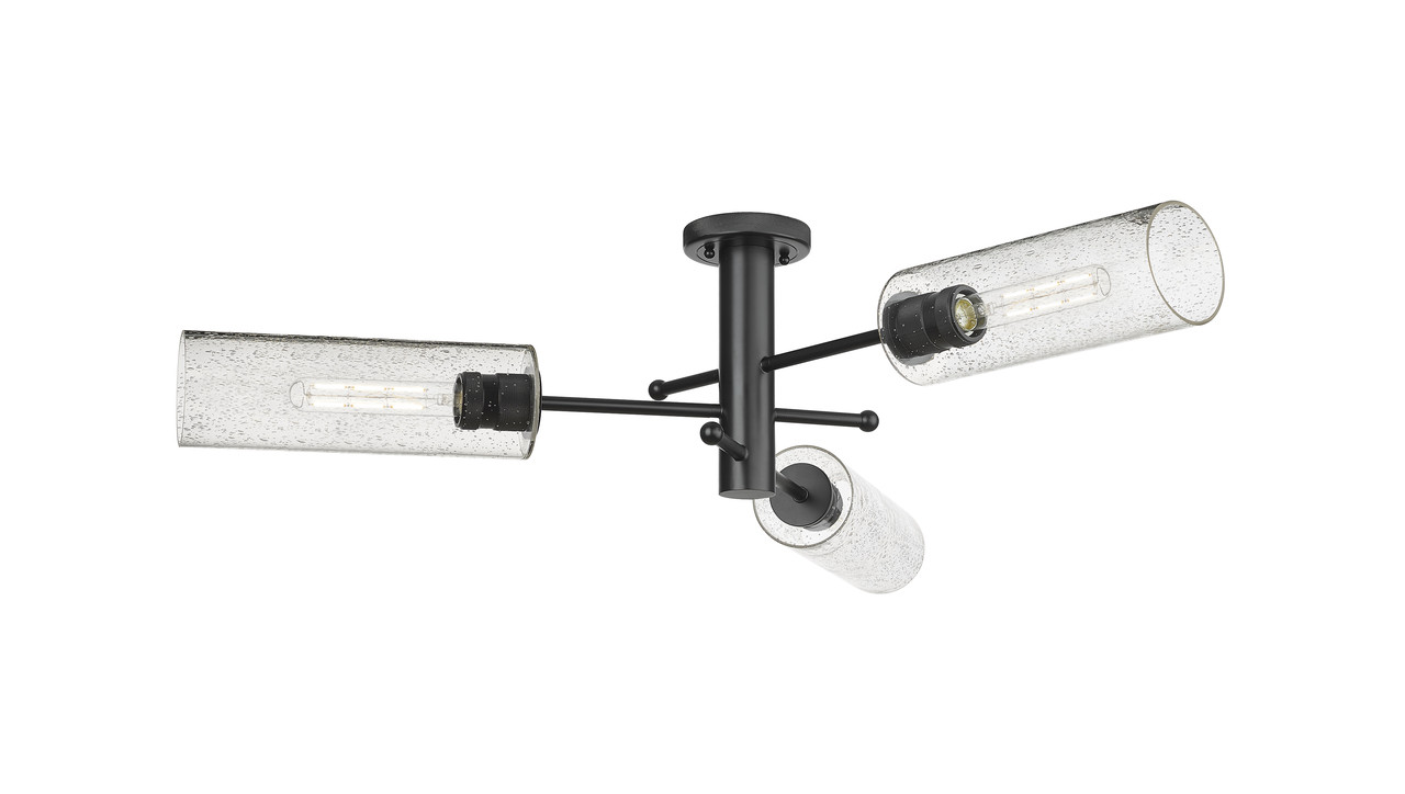 INNOVATIONS 434-3F-BK-G434-12SDY Crown Point 3 34 inch Flush Mount Matte Black