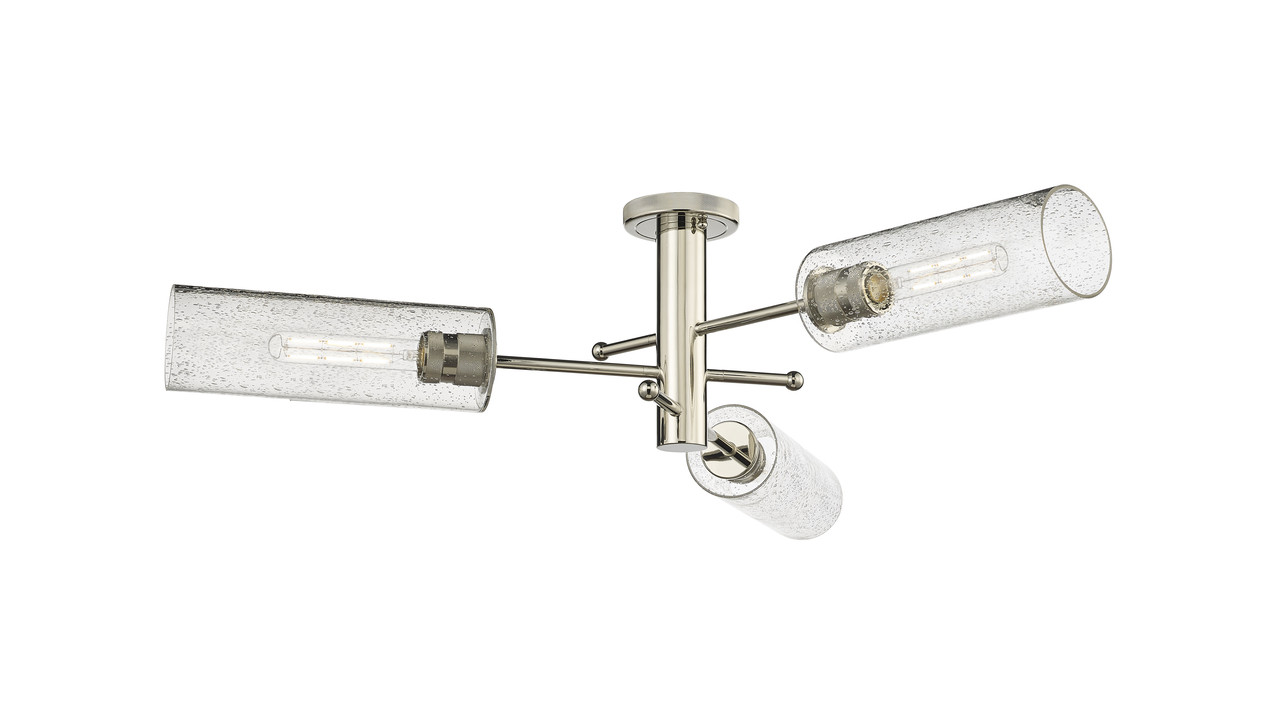 INNOVATIONS 434-3F-PN-G434-12SDY Crown Point 3 34 inch Flush Mount Polished Nickel