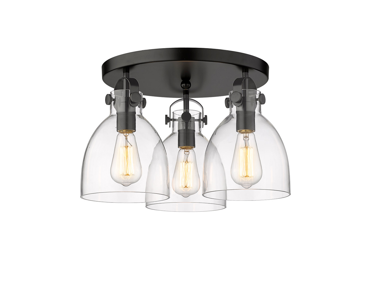 INNOVATIONS 410-3F-BK-G412-7CL Newton Bell 3 18 inch Flush Mount Matte Black