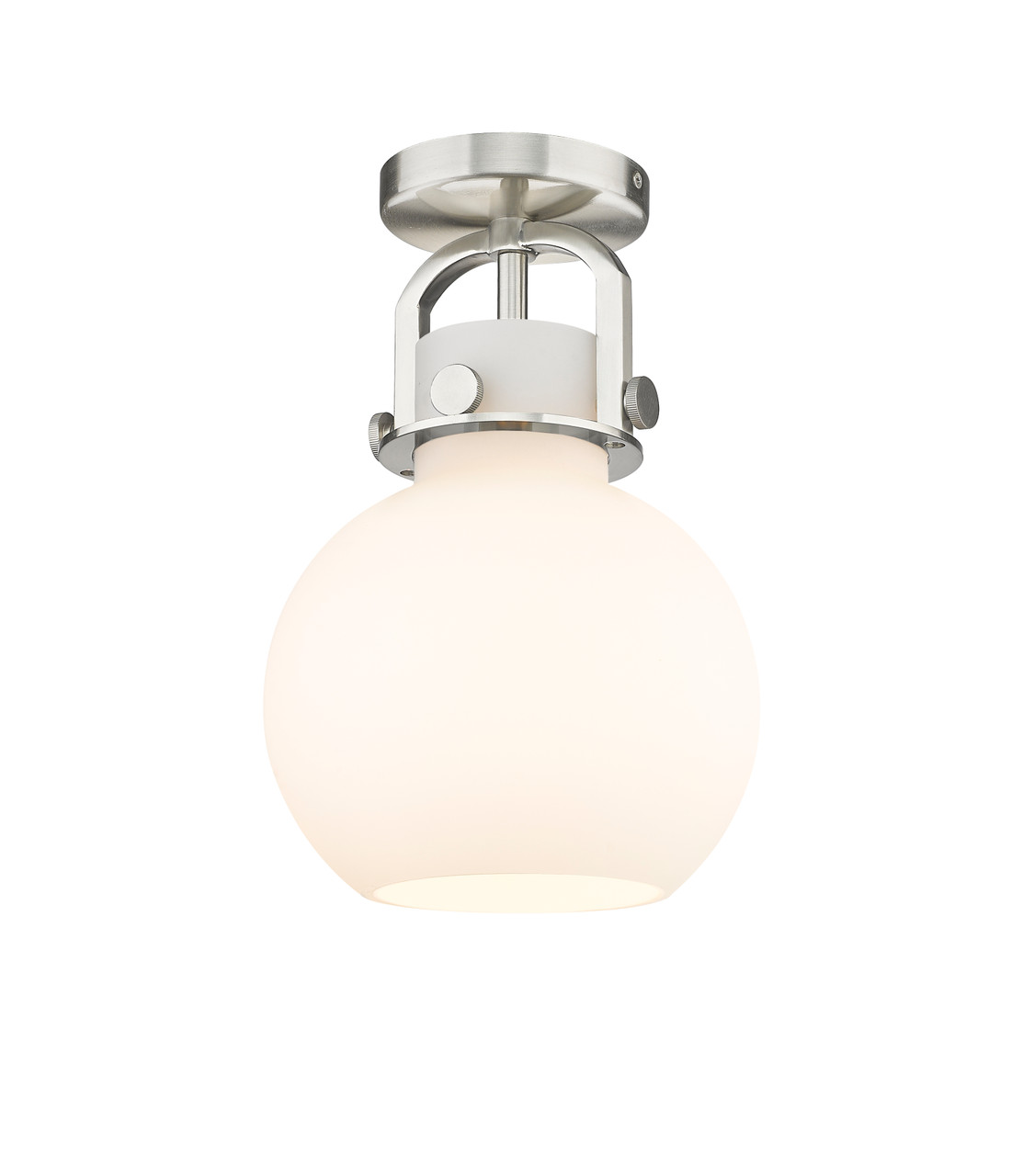 INNOVATIONS 410-1F-SN-G410-8WH Newton Sphere 1 8 inch Flush Mount Satin Nickel