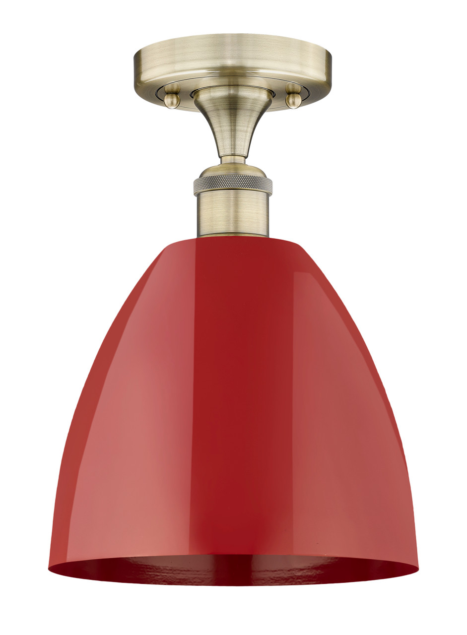 INNOVATIONS 616-1F-AB-MBD-9-RD Plymouth Dome 1 9 inch Semi-Flush Mount Antique Brass