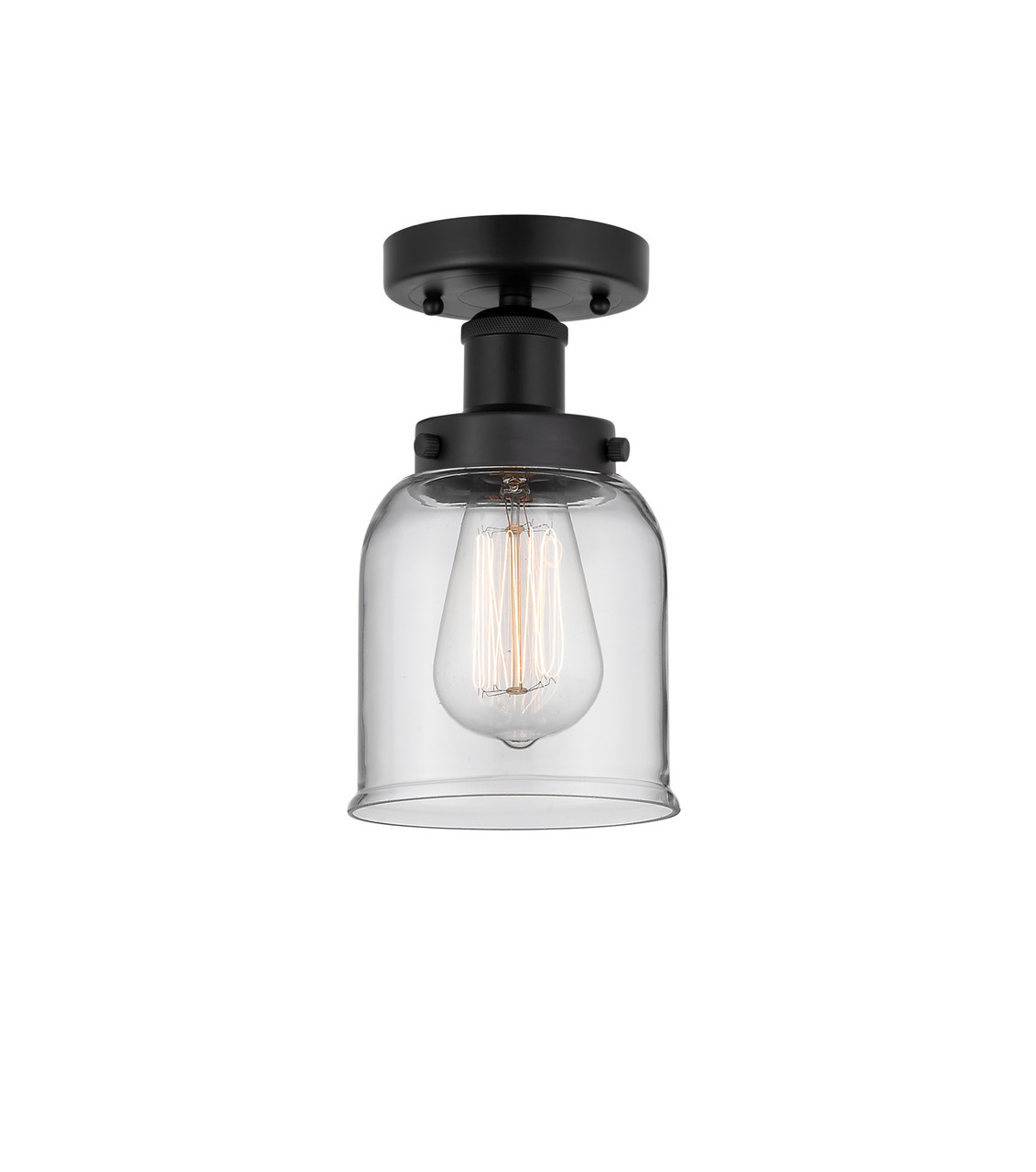INNOVATIONS 616-1F-BK-G52 Bell 1 Light 6.5 inch Semi-Flush Mount Matte Black