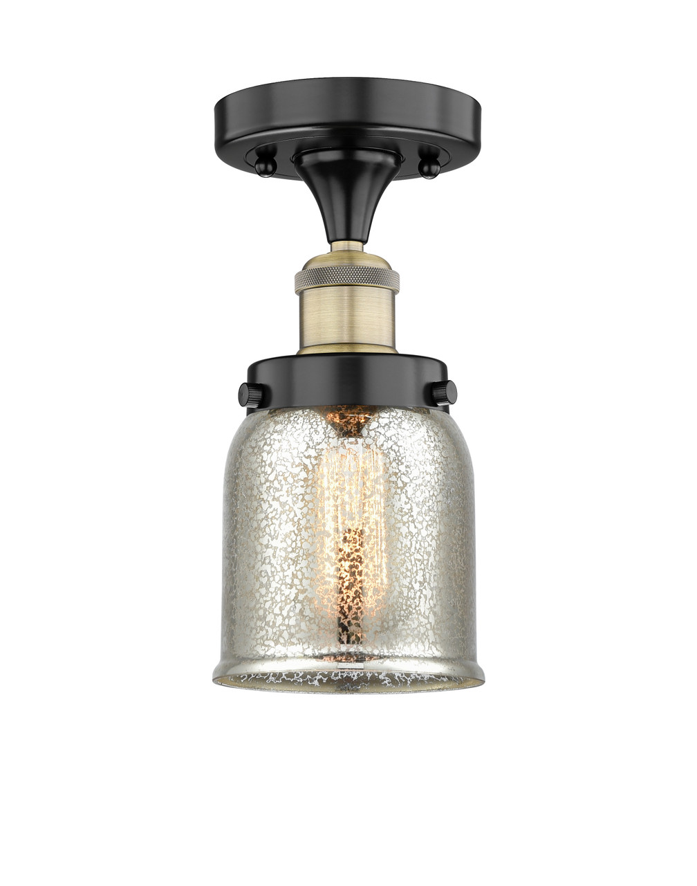 INNOVATIONS 616-1F-BAB-G58 Bell 1 6.5 inch Semi-Flush Mount Black Antique Brass
