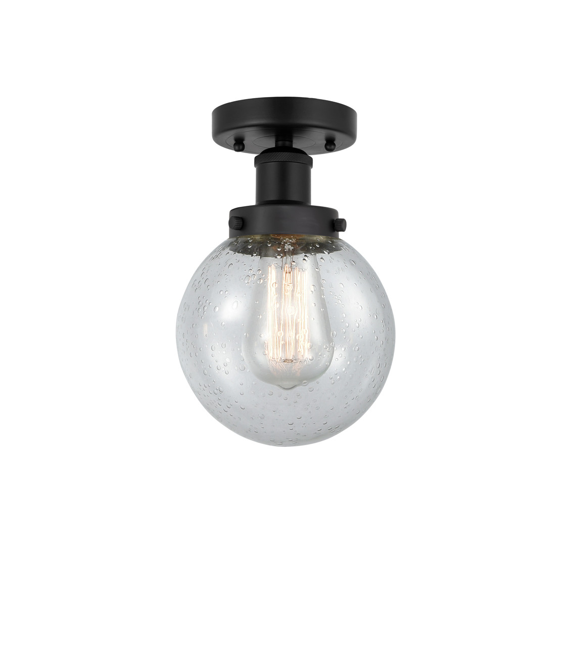 INNOVATIONS 616-1F-BK-G204-6 Beacon 1 Light 6.5 inch Semi-Flush Mount Matte Black