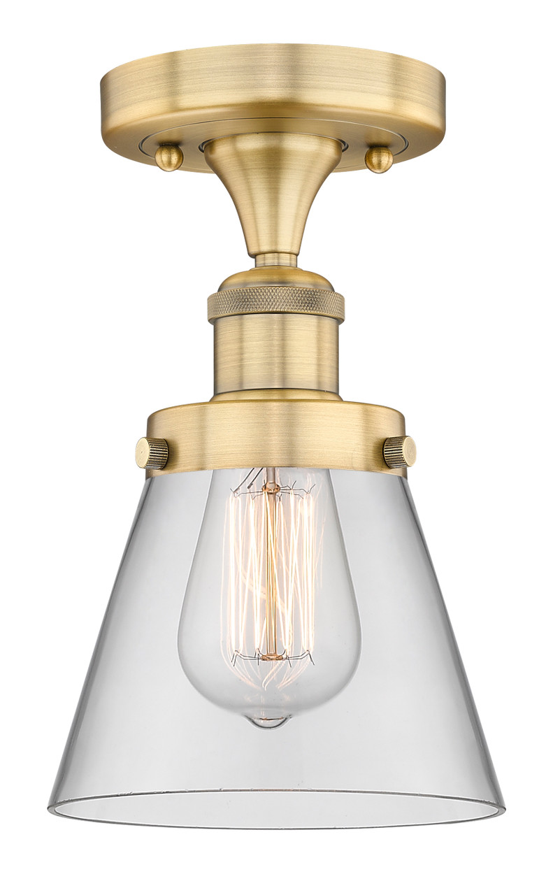 INNOVATIONS 616-1F-BB-G62 Cone 1 6.5 inch Semi-Flush Mount Brushed Brass