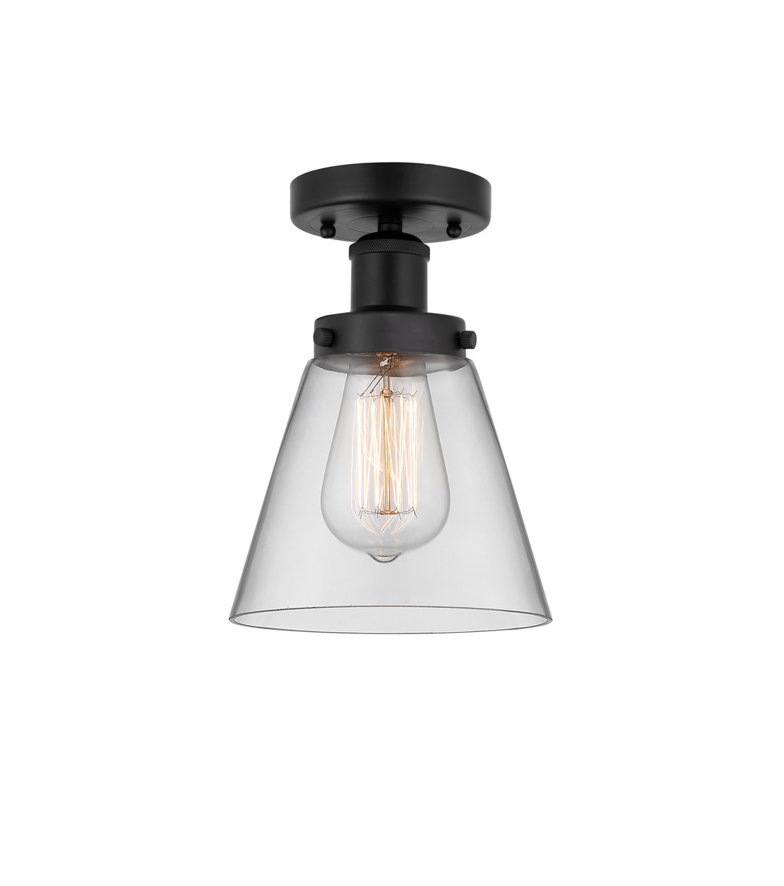 INNOVATIONS 616-1F-BK-G62 Cone 1 Light 6.5 inch Semi-Flush Mount Matte Black