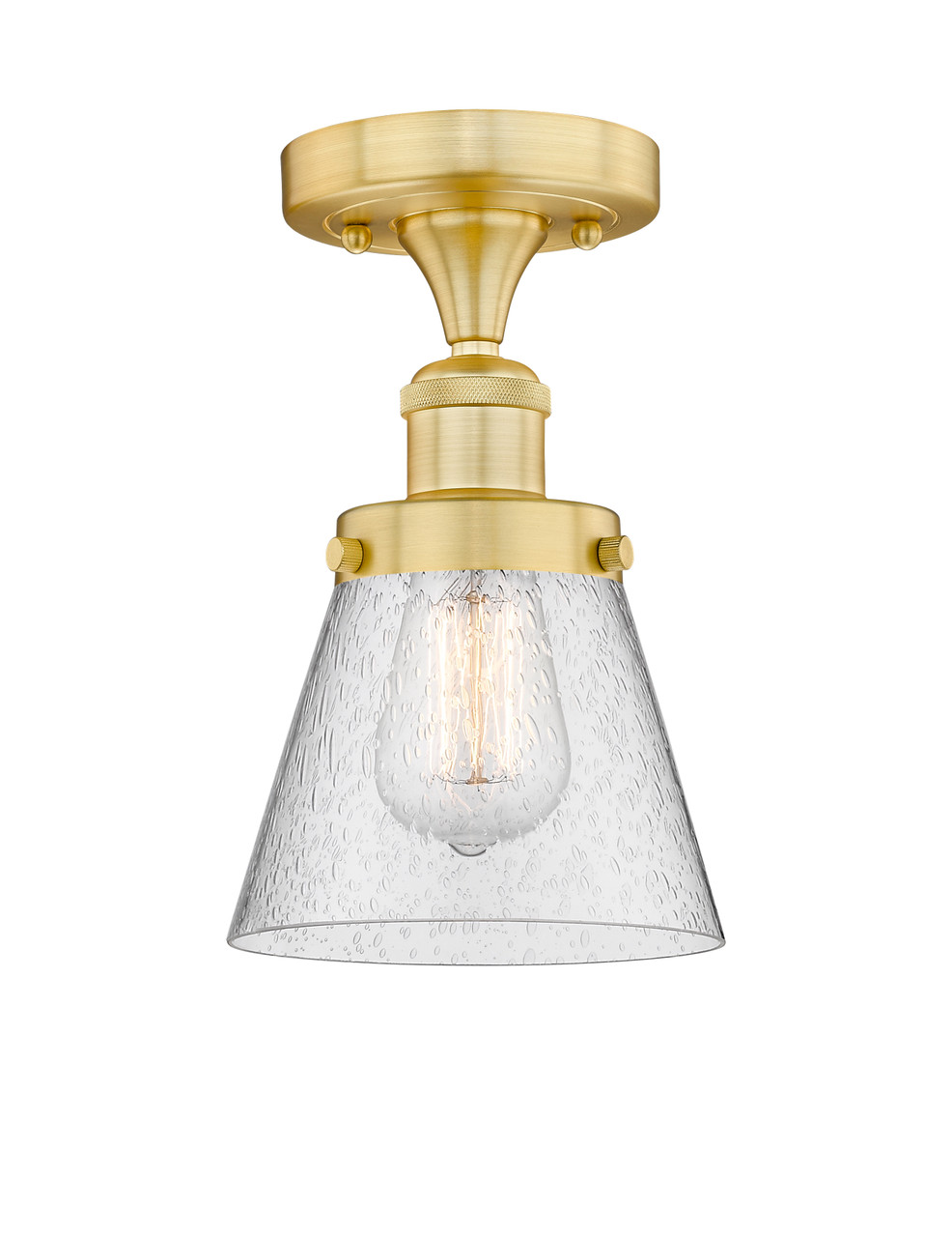 INNOVATIONS 616-1F-SG-G64 Cone 1 6.5 inch Semi-Flush Mount Satin Gold