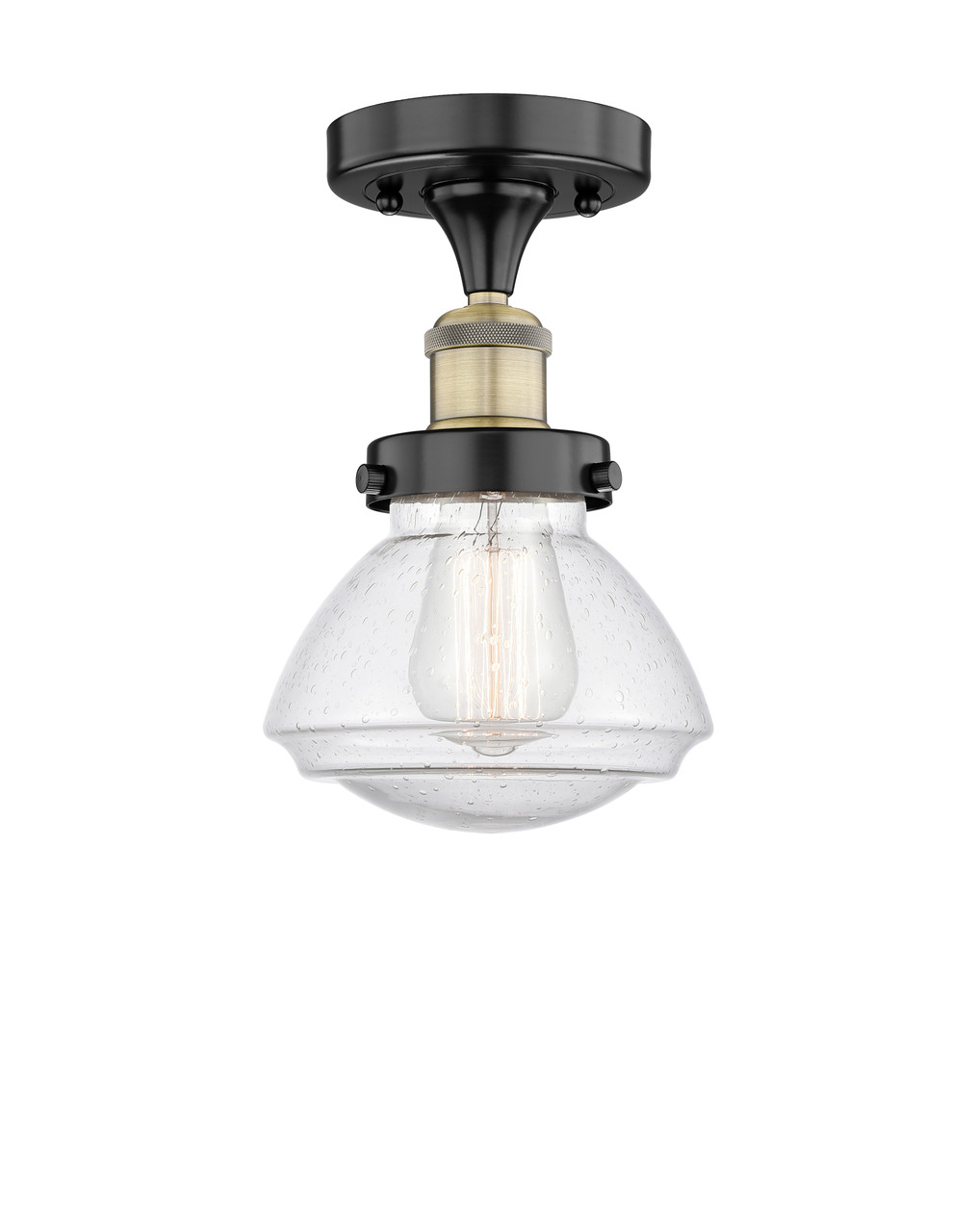 INNOVATIONS 616-1F-BAB-G324 Olean 1 6.5 inch Semi-Flush Mount Black Antique Brass