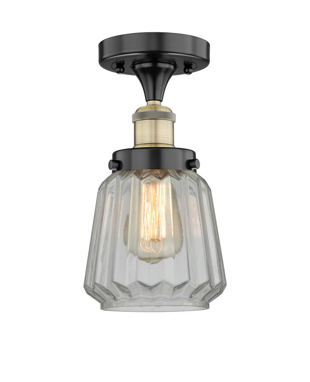 INNOVATIONS 616-1F-BAB-G142 Chatham 1 6.5 inch Semi-Flush Mount Black Antique Brass