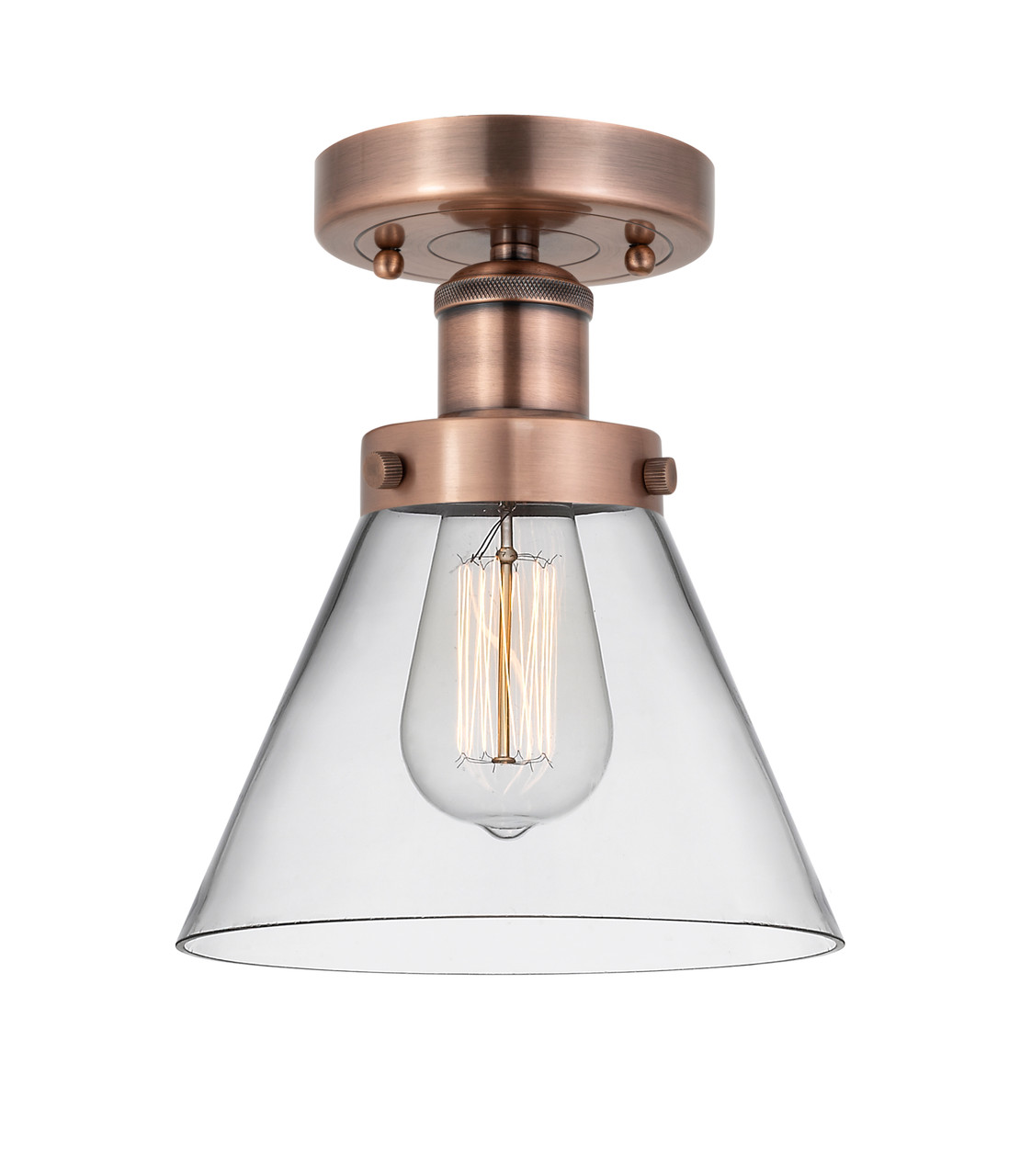 INNOVATIONS 616-1F-AC-G42 Cone 1 7.75 inch Semi-Flush Mount Antique Copper