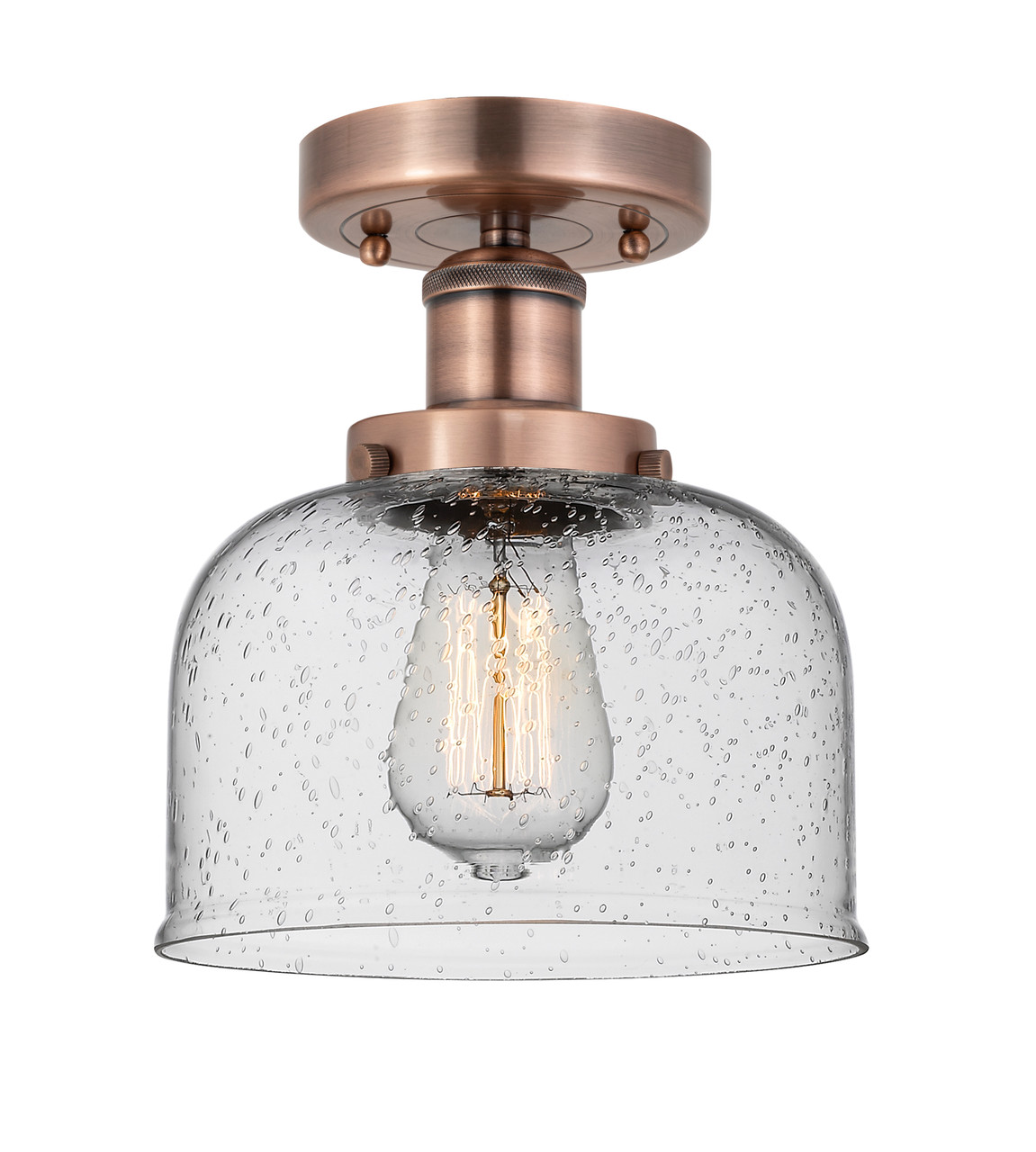 INNOVATIONS 616-1F-AC-G74 Bell 1 6.5 inch Semi-Flush Mount Antique Copper