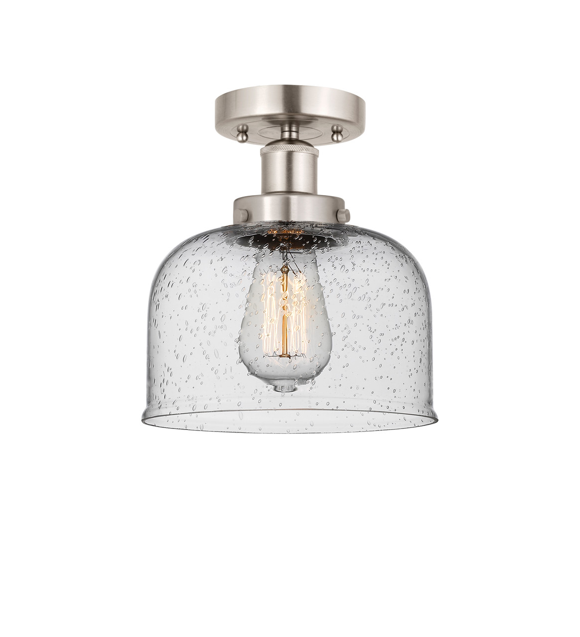 INNOVATIONS 616-1F-SN-G74 Bell 1 Light 6.5 inch Semi-Flush Mount Brushed Satin Nickel