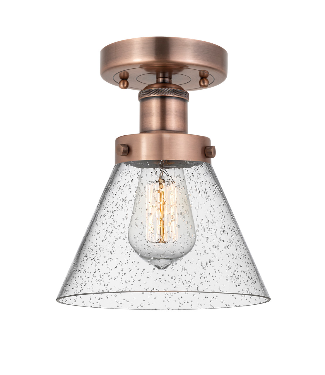 INNOVATIONS 616-1F-AC-G44 Cone 1 6.5 inch Semi-Flush Mount Antique Copper