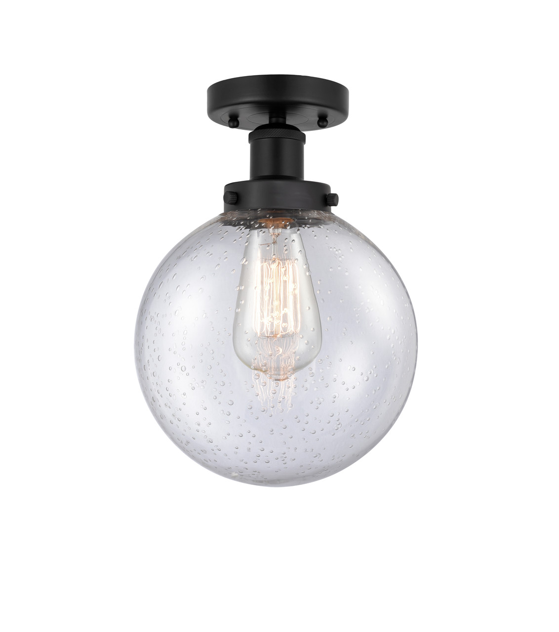 INNOVATIONS 616-1F-BK-G204-8 Beacon 1 Light 6.5 inch Semi-Flush Mount Matte Black