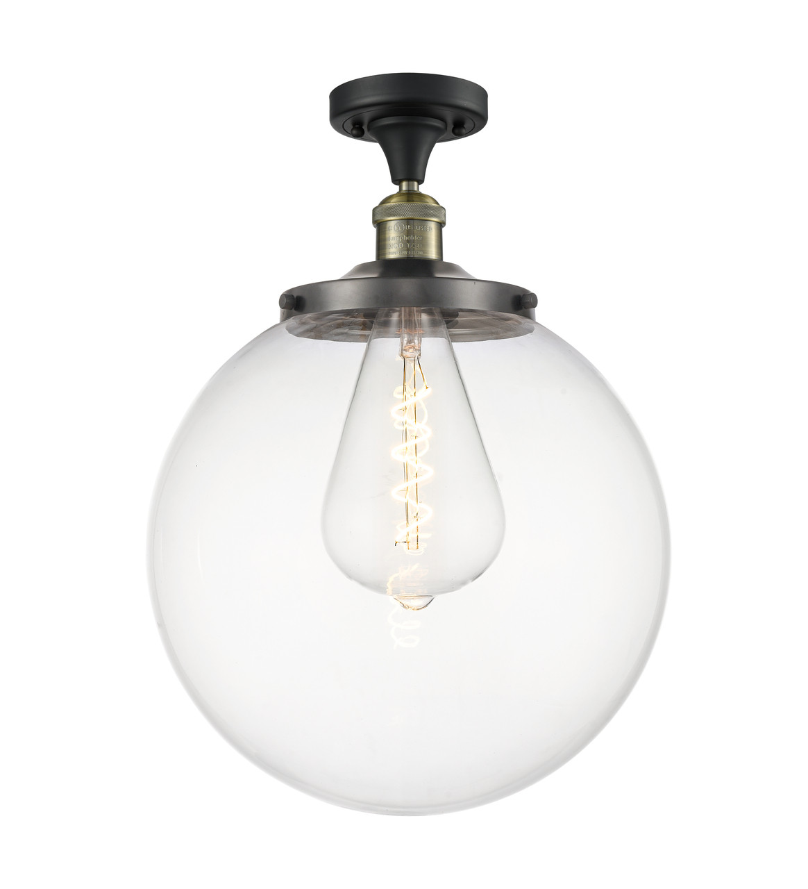 INNOVATIONS 517-1CH-BAB-G202-14 Beacon 1 Light 14 inch Semi-Flush Mount Black Antique Brass