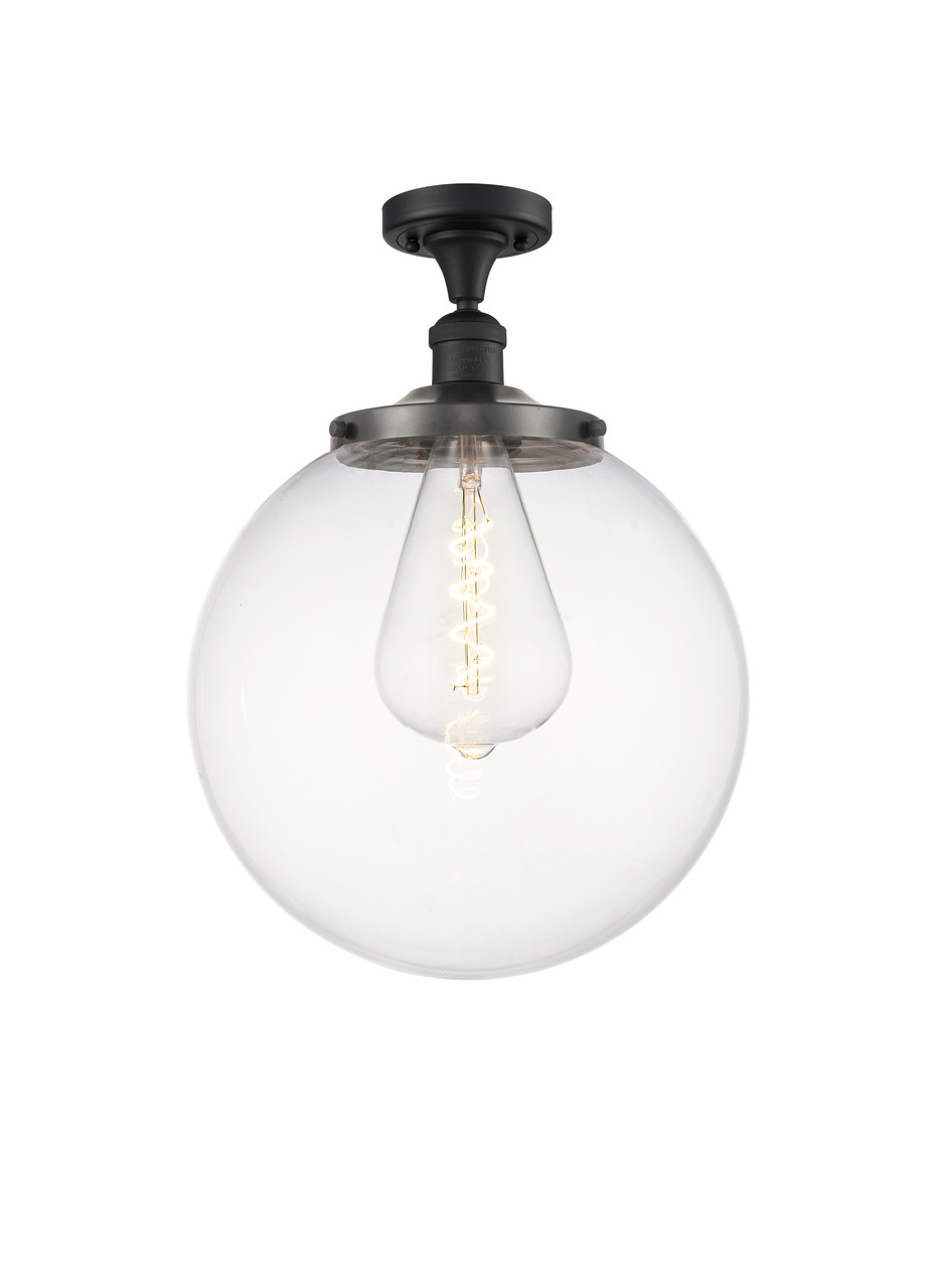 INNOVATIONS 517-1CH-BK-G202-14 Beacon 1 Light 14 inch Semi-Flush Mount Matte Black