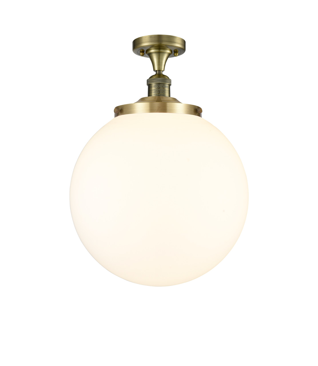 INNOVATIONS 517-1CH-AB-G201-14 Beacon 1 Light 14 inch Semi-Flush Mount Antique Brass