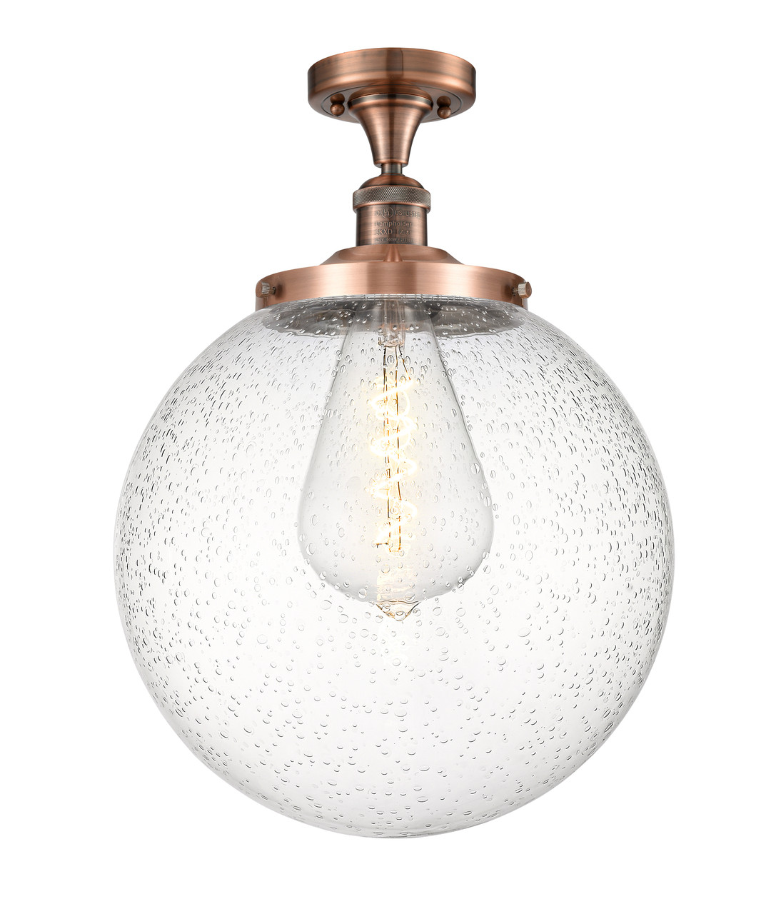 INNOVATIONS 517-1CH-AC-G204-14 Beacon 1 Light 14 inch Semi-Flush Mount Antique Copper