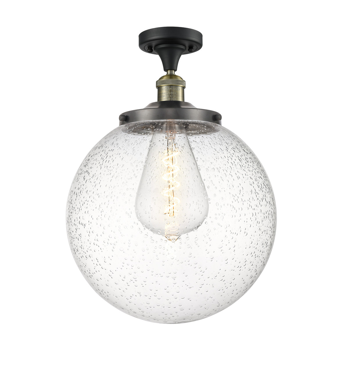 INNOVATIONS 517-1CH-BAB-G204-14 Beacon 1 Light 14 inch Semi-Flush Mount Black Antique Brass