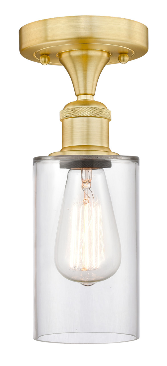 INNOVATIONS 616-1F-SG-G802 Clymer 1 3.875 inch Semi-Flush Mount Satin Gold