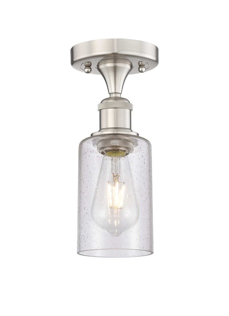 INNOVATIONS 616-1F-SN-G804 Clymer 1 3.875 inch Semi-Flush Mount Brushed Satin Nickel