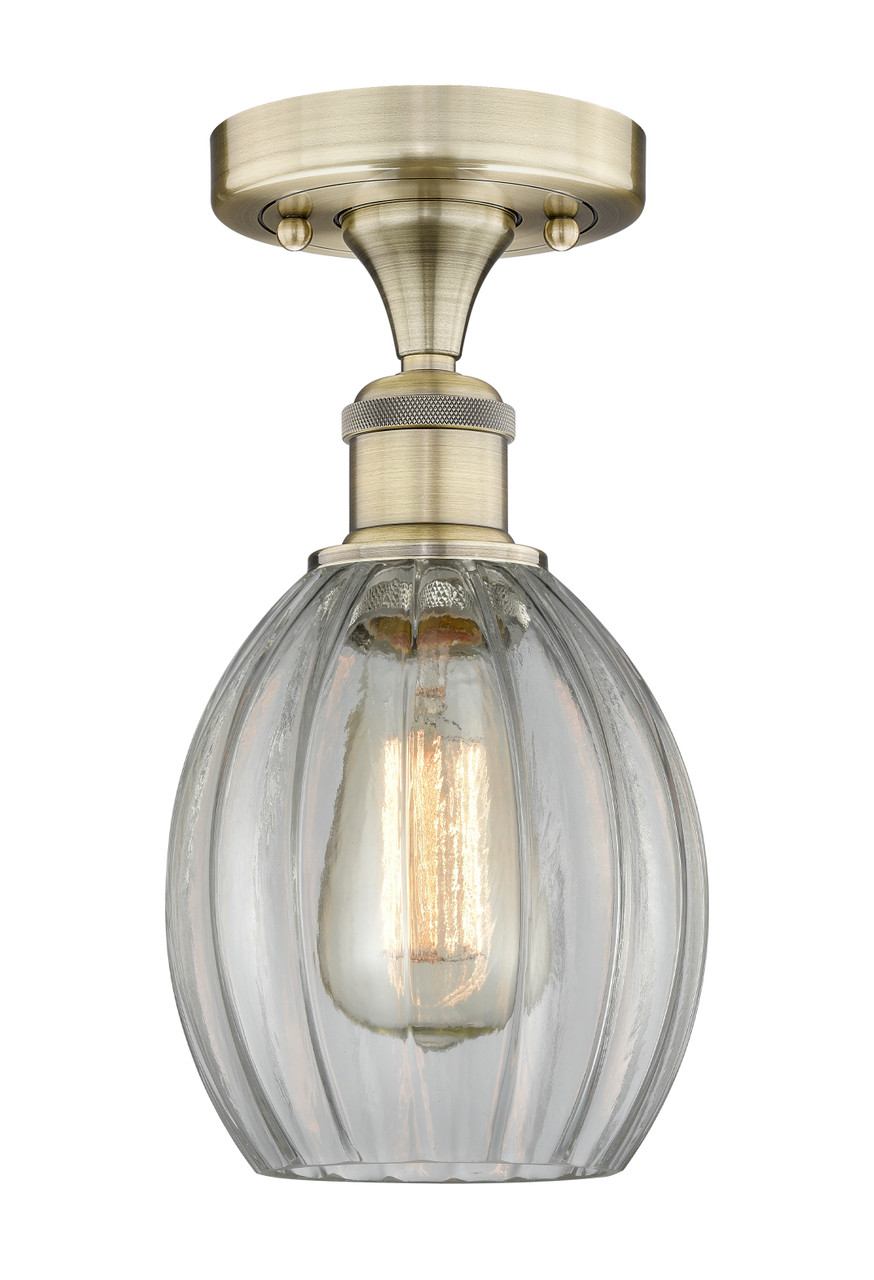 INNOVATIONS 616-1F-AB-G82 Eaton 1 5.5 inch Semi-Flush Mount Antique Brass