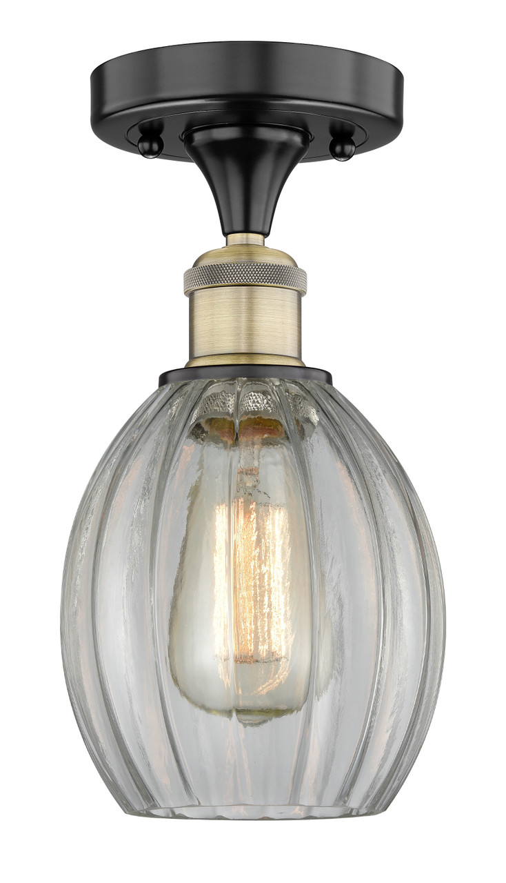 INNOVATIONS 616-1F-BAB-G82 Eaton 1 5.5 inch Semi-Flush Mount Black Antique Brass