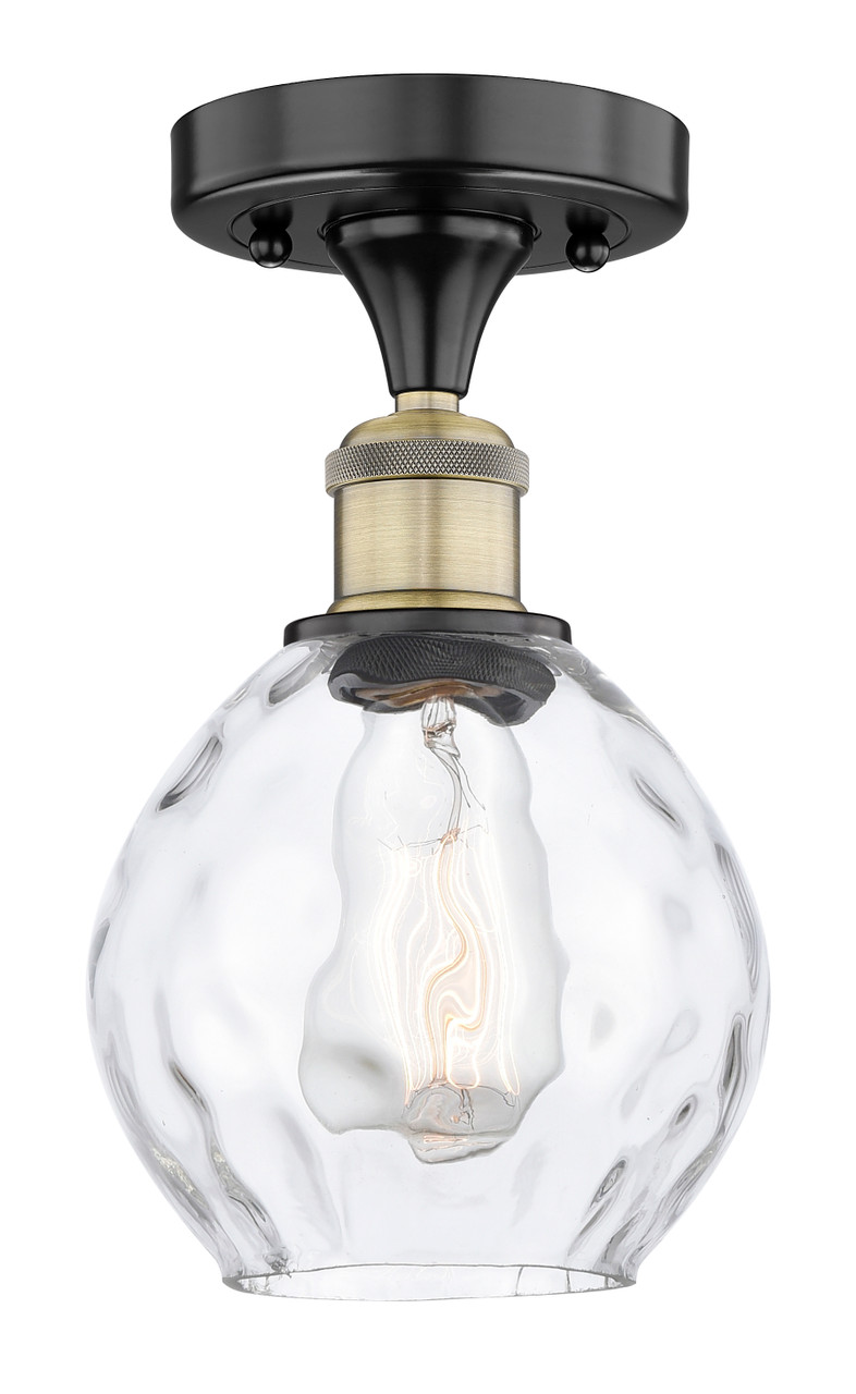 INNOVATIONS 616-1F-BAB-G362 Waverly 1 6 inch Semi-Flush Mount Black Antique Brass