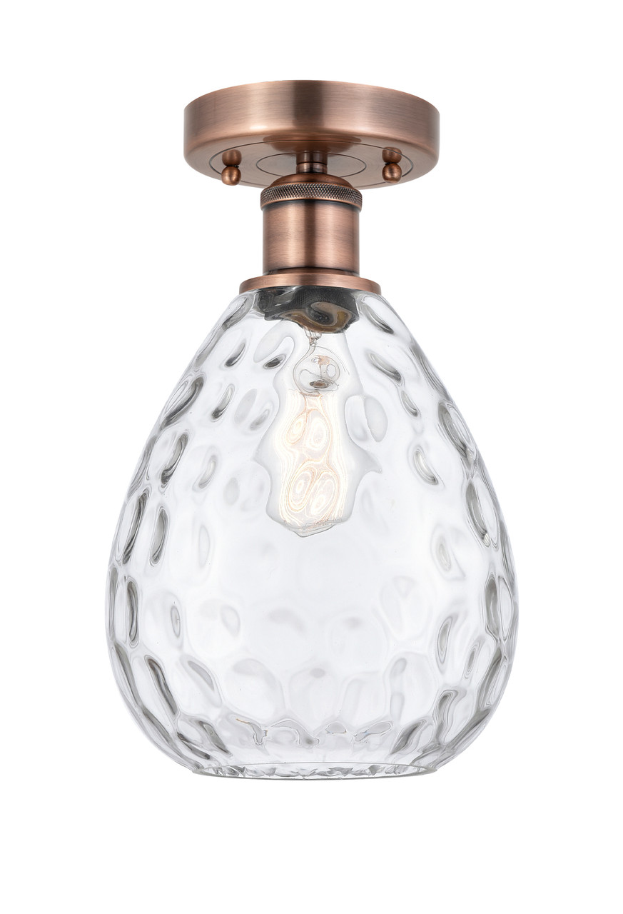 INNOVATIONS 616-1F-AC-G372 Waverly 1 8 inch Semi-Flush Mount Antique Copper