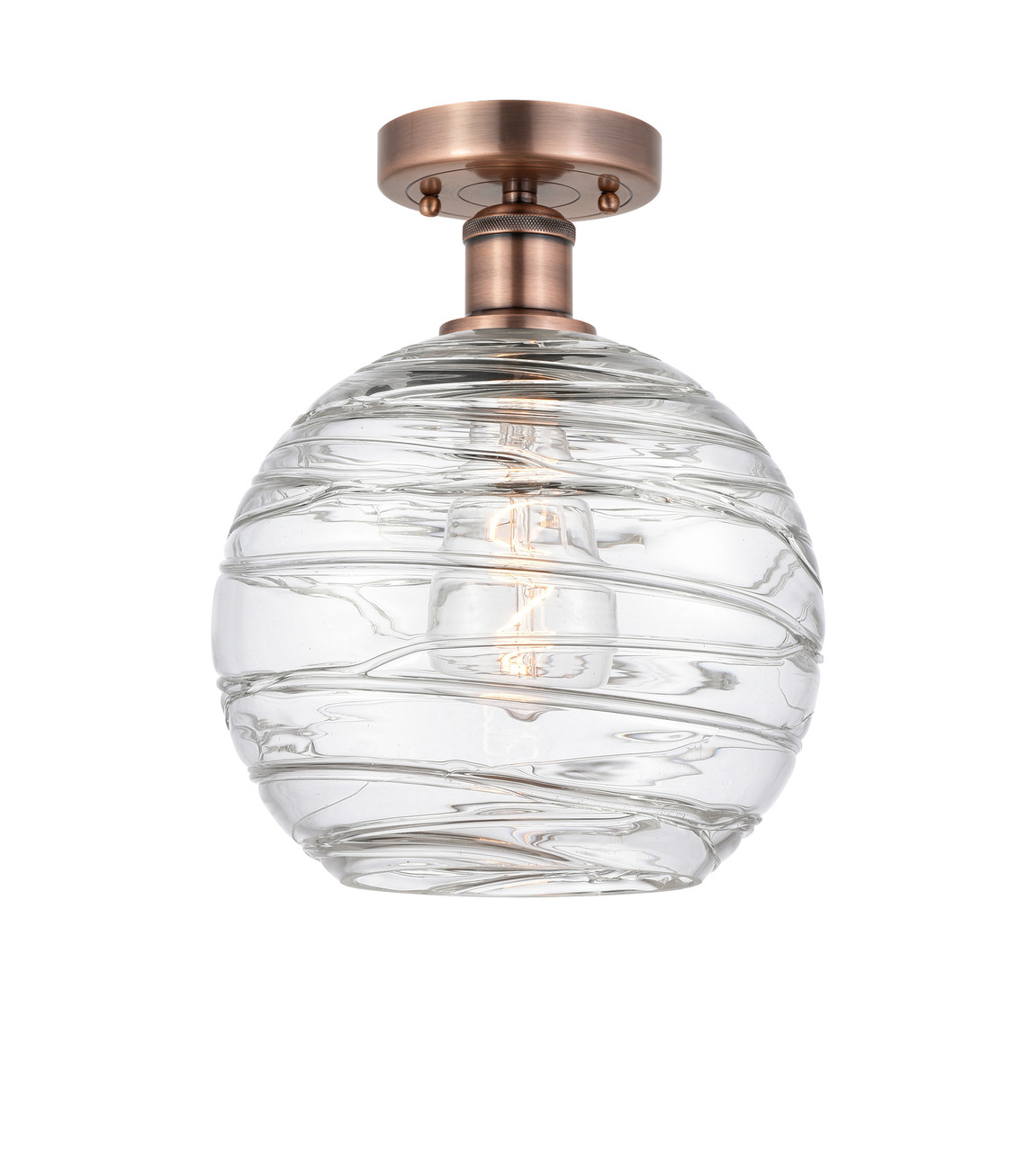 INNOVATIONS 616-1F-AC-G1213-10 Athens Deco Swirl 1 10 inch Semi-Flush Mount Antique Copper