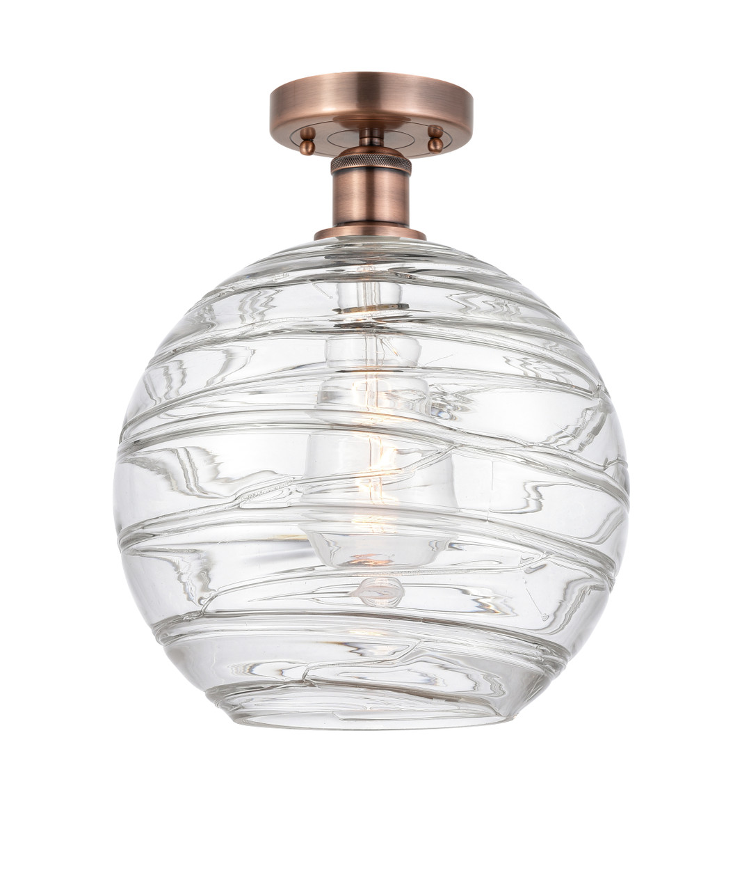 INNOVATIONS 616-1F-AC-G1213-12 Athens Deco Swirl 1 12 inch Semi-Flush Mount Antique Copper